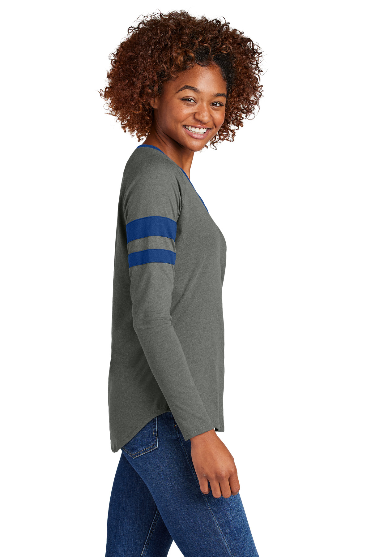 Sport-Tek Women's Halftime Stripe Long Sleeve V-Neck Tee LST6043