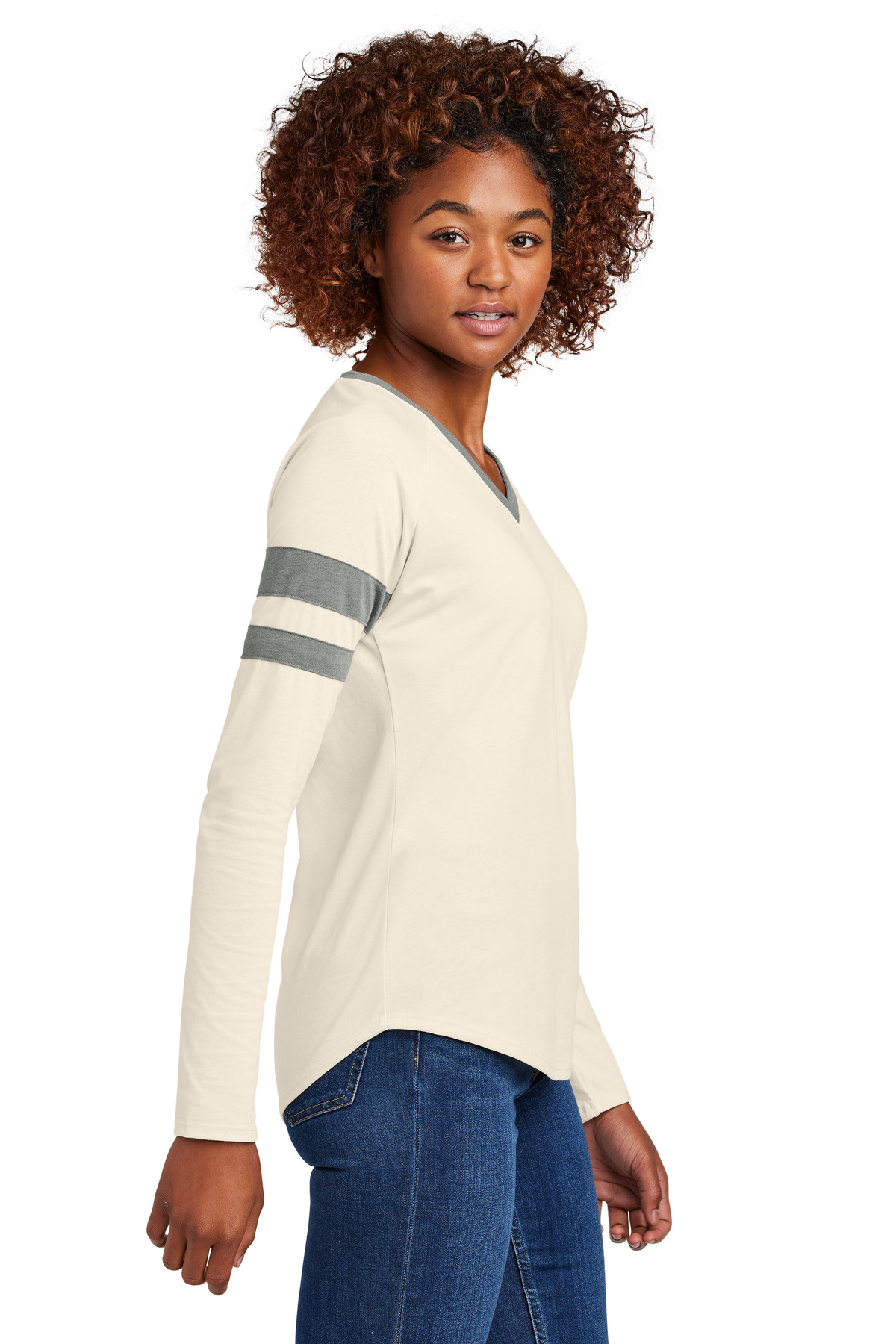 Sport-Tek Women's Halftime Stripe Long Sleeve V-Neck Tee LST6043
