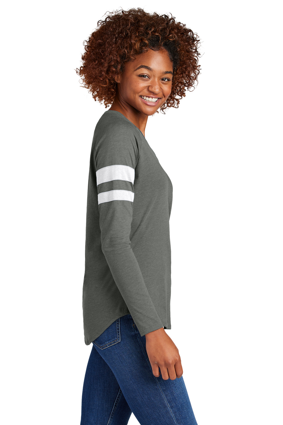 Sport-Tek Women's Halftime Stripe Long Sleeve V-Neck Tee LST6043