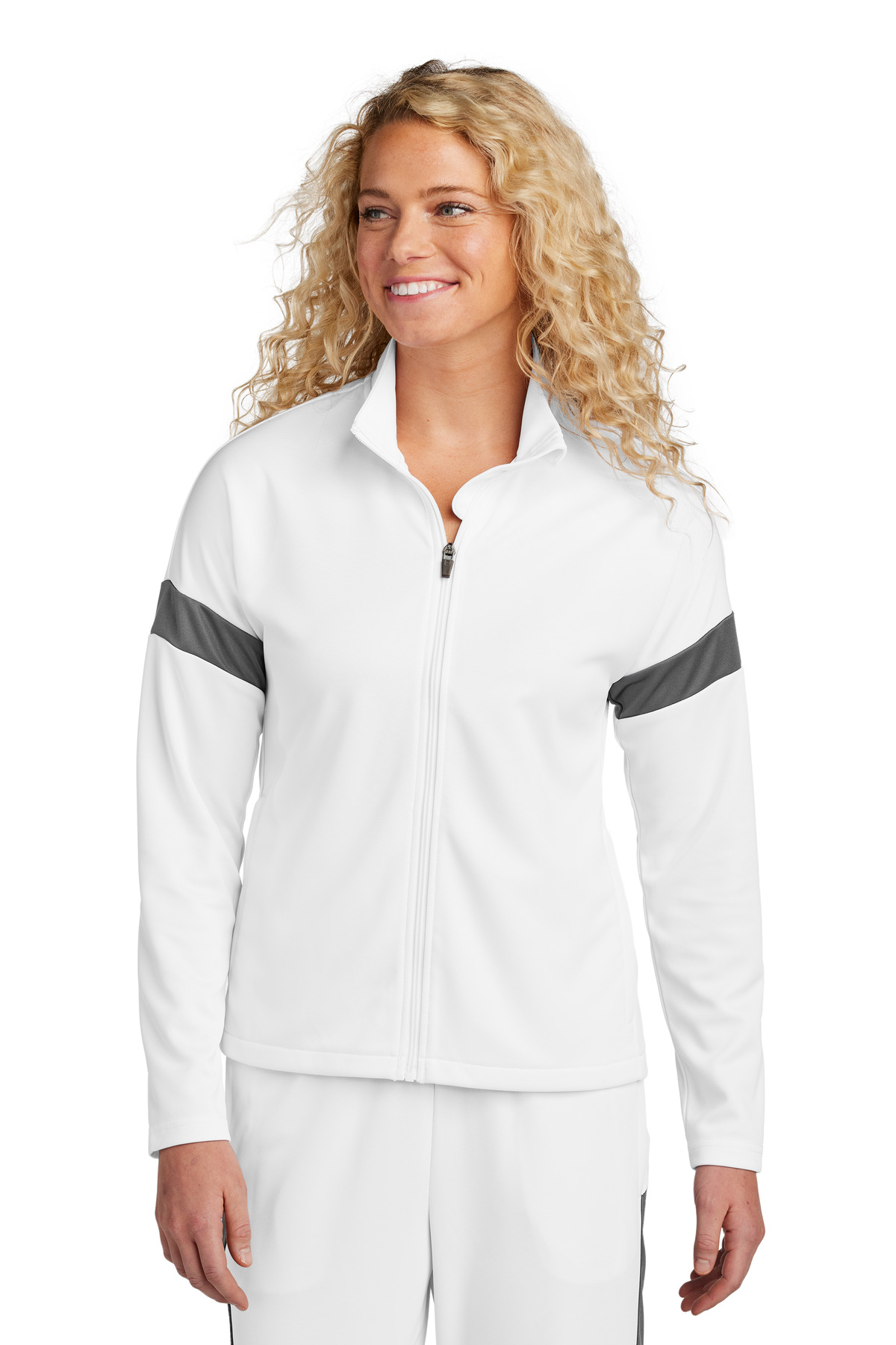 Sport-Tek ® Women's Travel Full-Zip Jacket LST800 - White/ Iron Grey