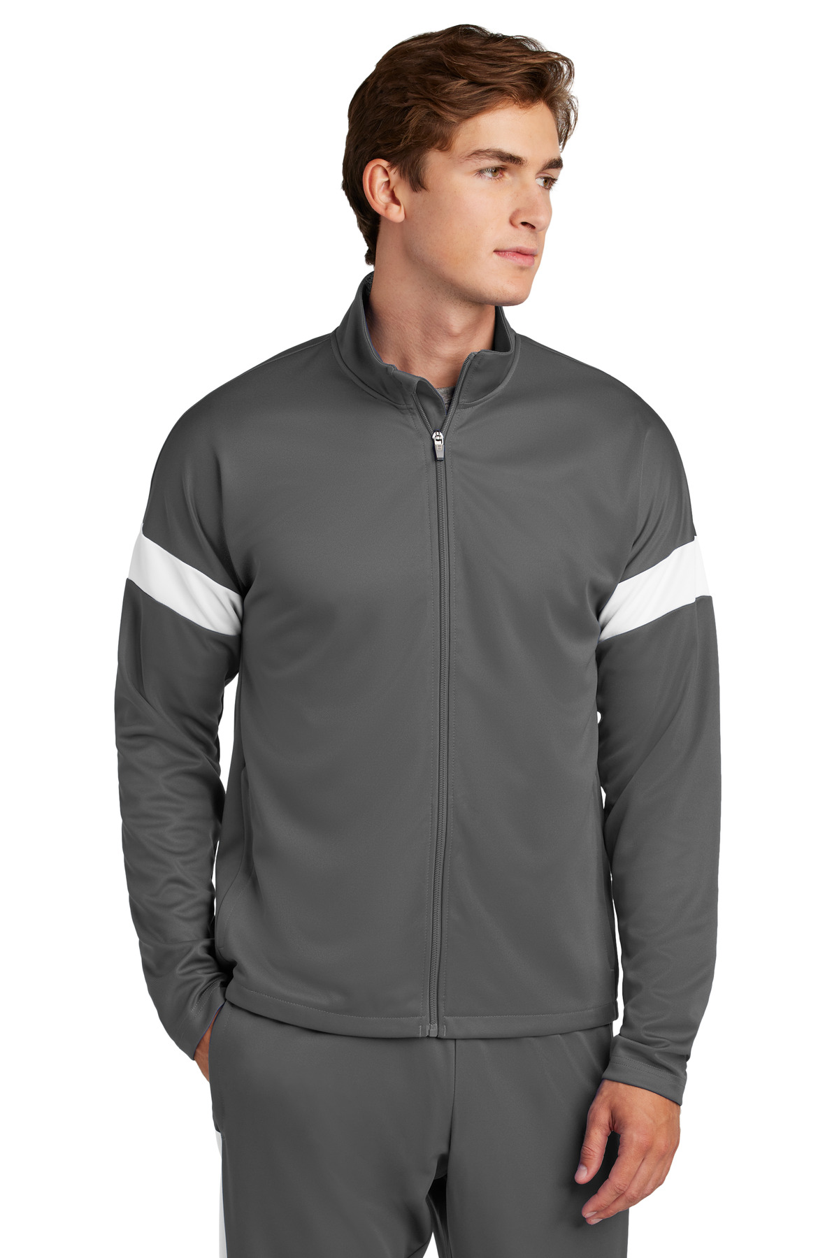 Sport-Tek ® Travel Full-Zip Jacket ST800 - Iron Grey/ White