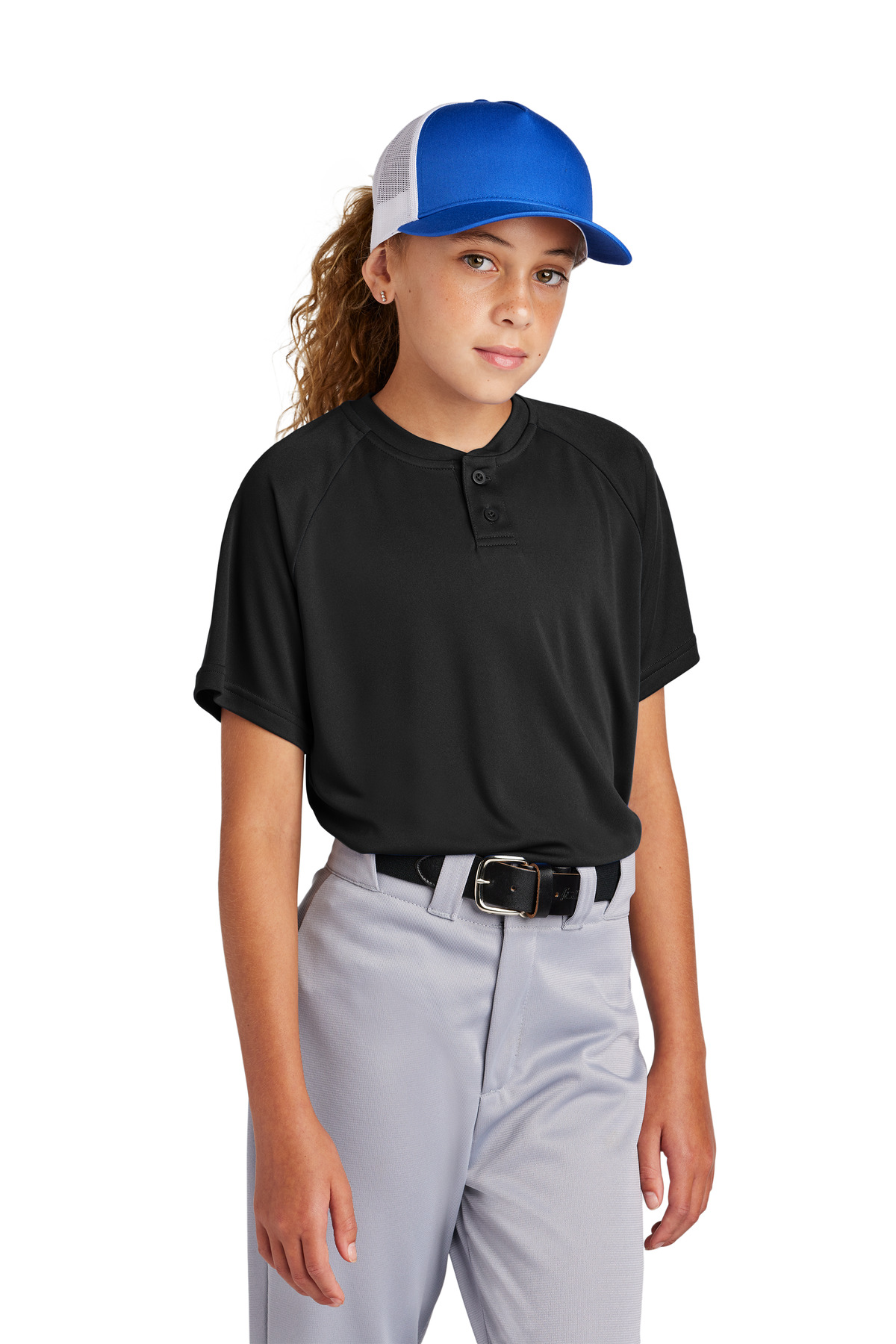 Sport-Tek Youth PosiCharge Competitor 2-Button Henley-