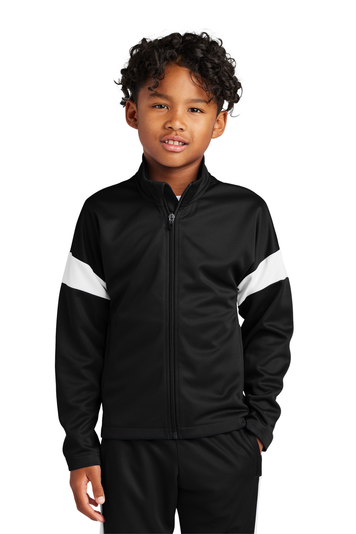Sport-Tek ® Youth Travel Full-Zip Jacket YST800 - Black/ White