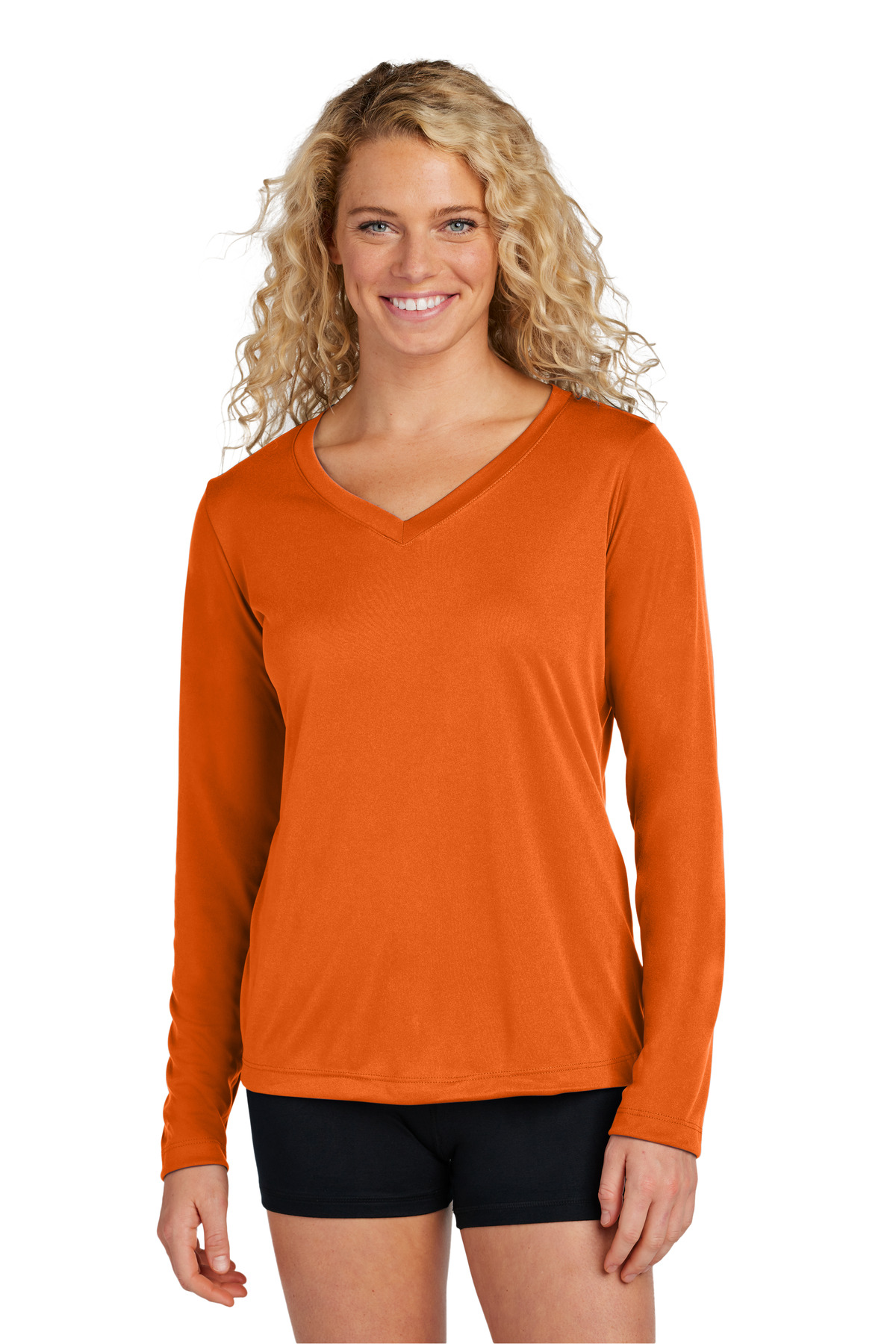 Sport-Tek ® Women's Long Sleeve PosiCharge ® Competitor™ V-Neck Tee. LST353LS - Deep Orange