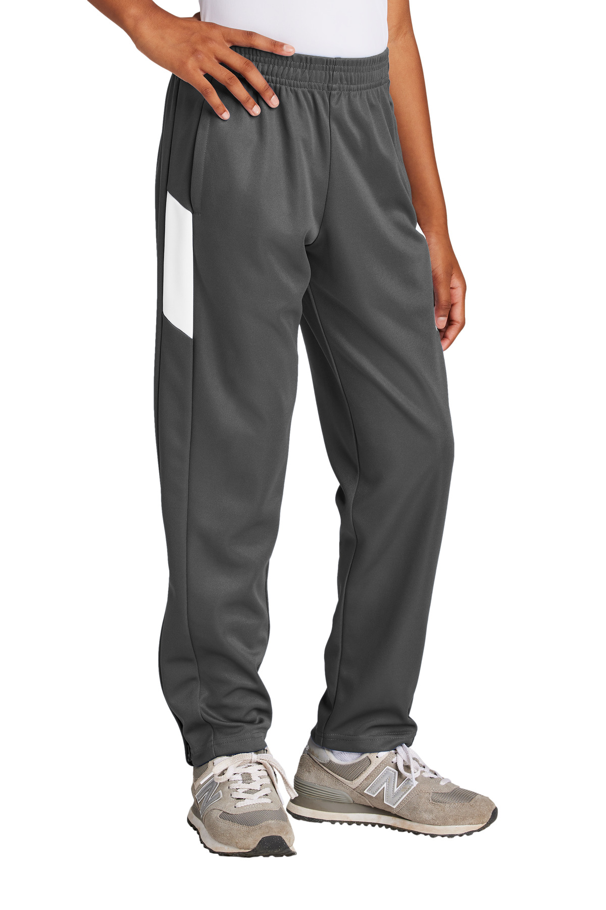 Sport-Tek ® Youth Travel Pant YPST800 - Iron Grey/ White