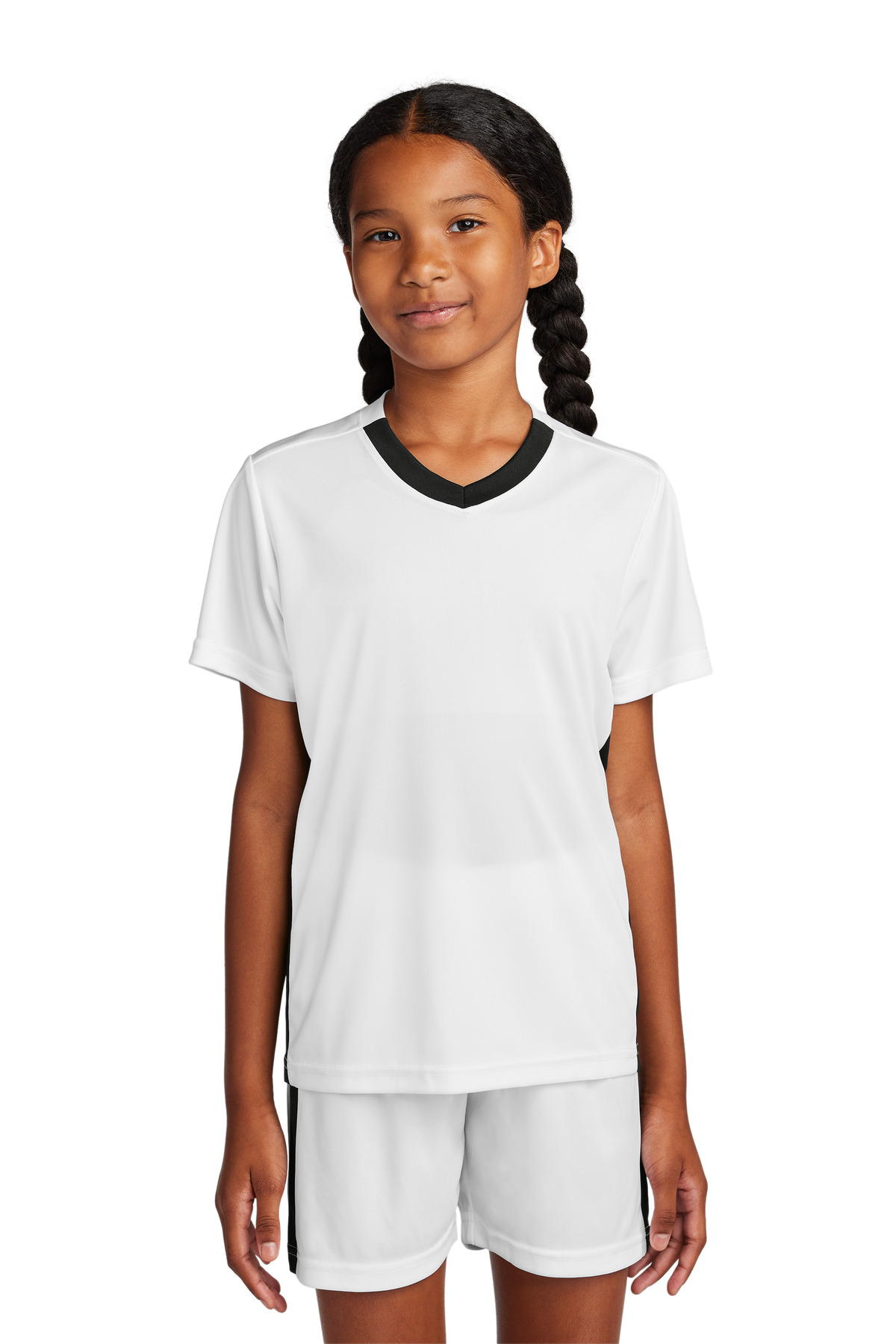 Sport-Tek ® Youth Competitor ™ United V-Neck YST101 - White/ Black