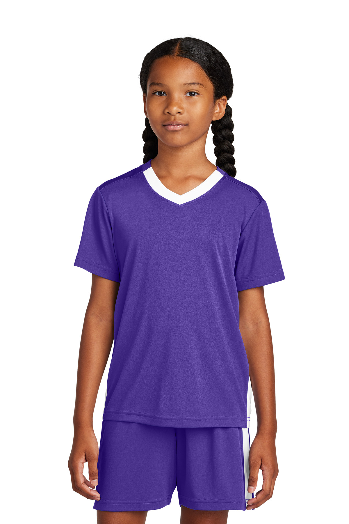 Sport-Tek ® Youth Competitor ™ United V-Neck YST101 - Purple/ White