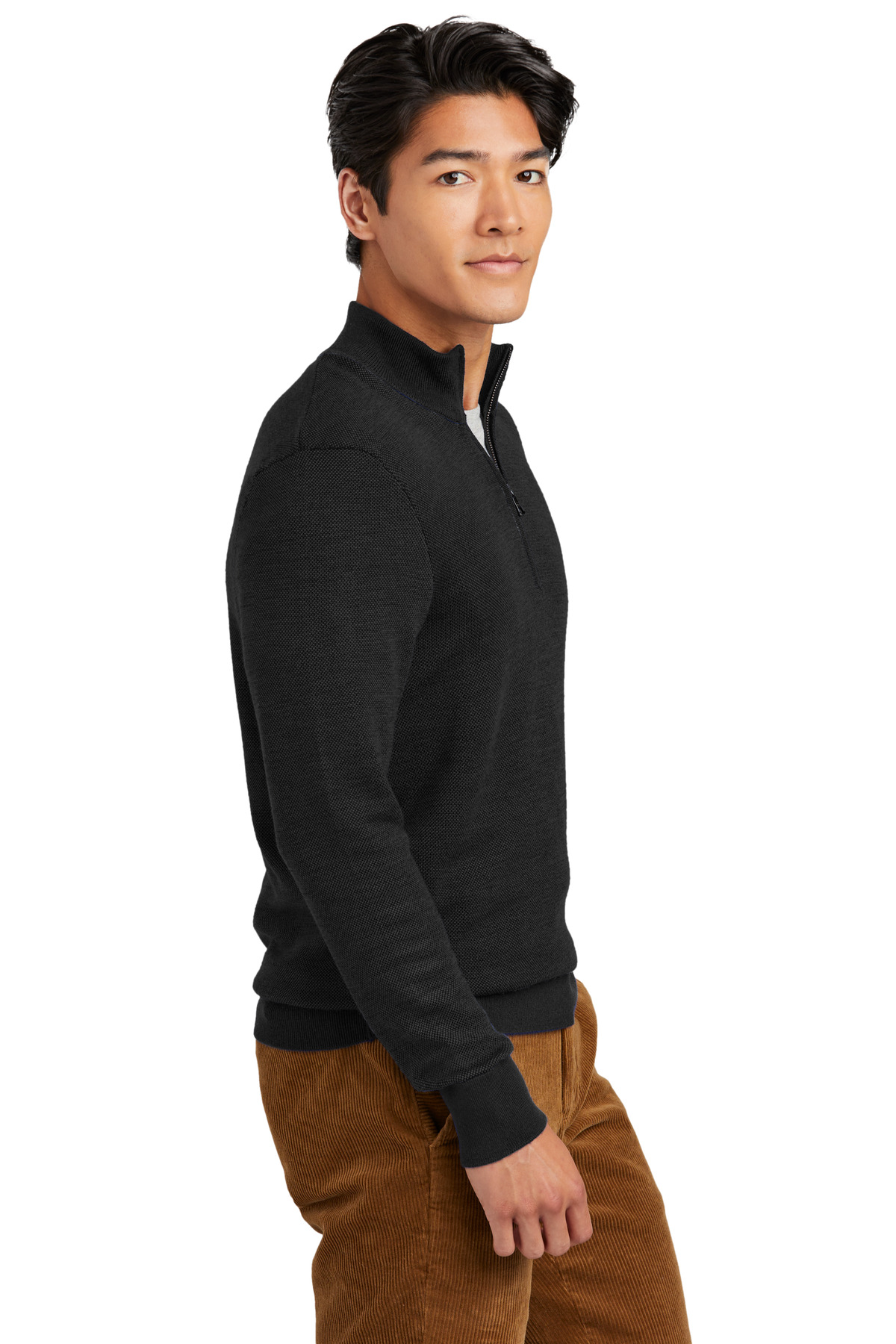 Brooks Brothers Washable Merino Birdseye 1/4-Zip Sweater BB18412