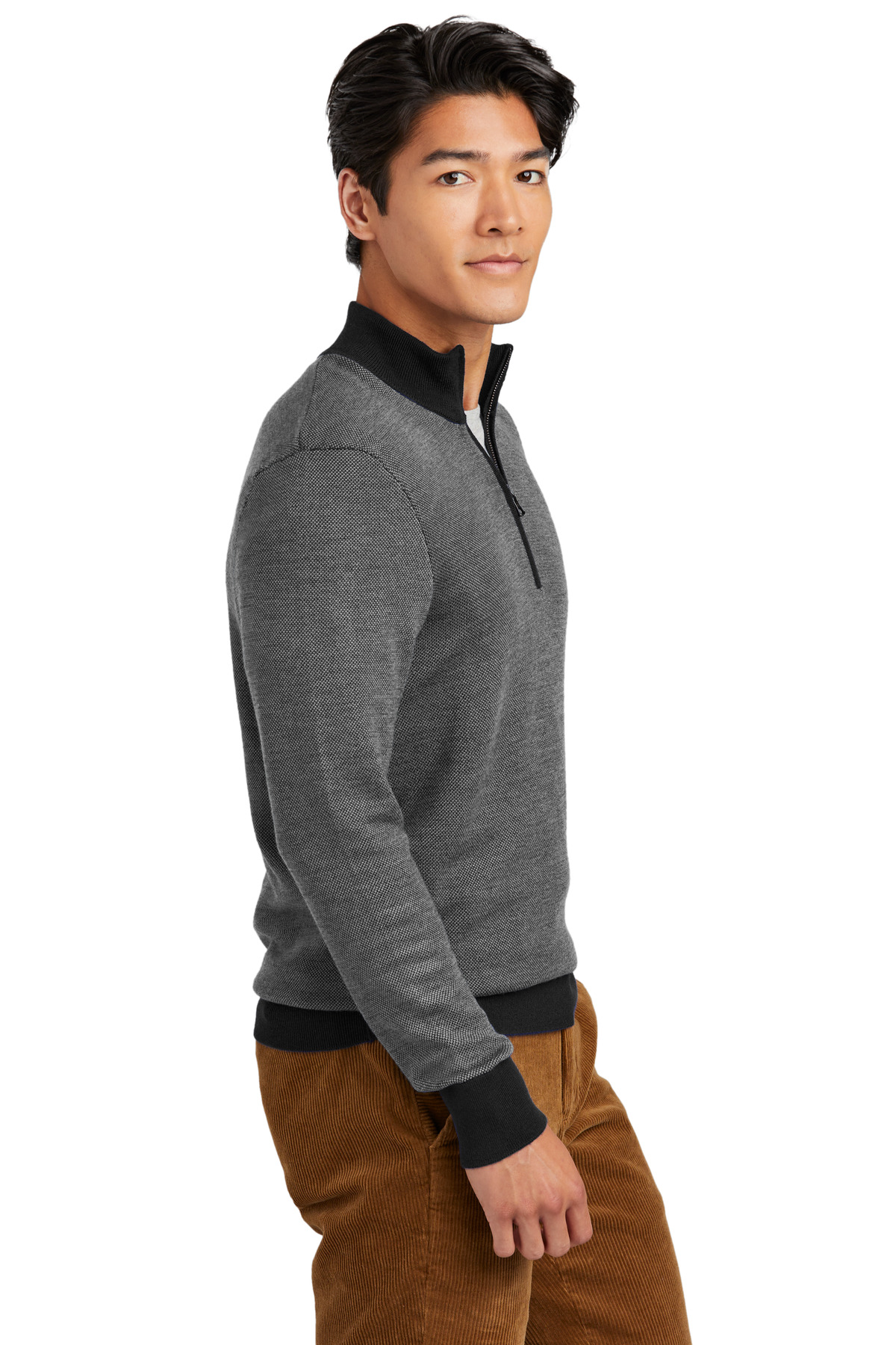 Brooks Brothers Washable Merino Birdseye 1/4-Zip Sweater BB18412