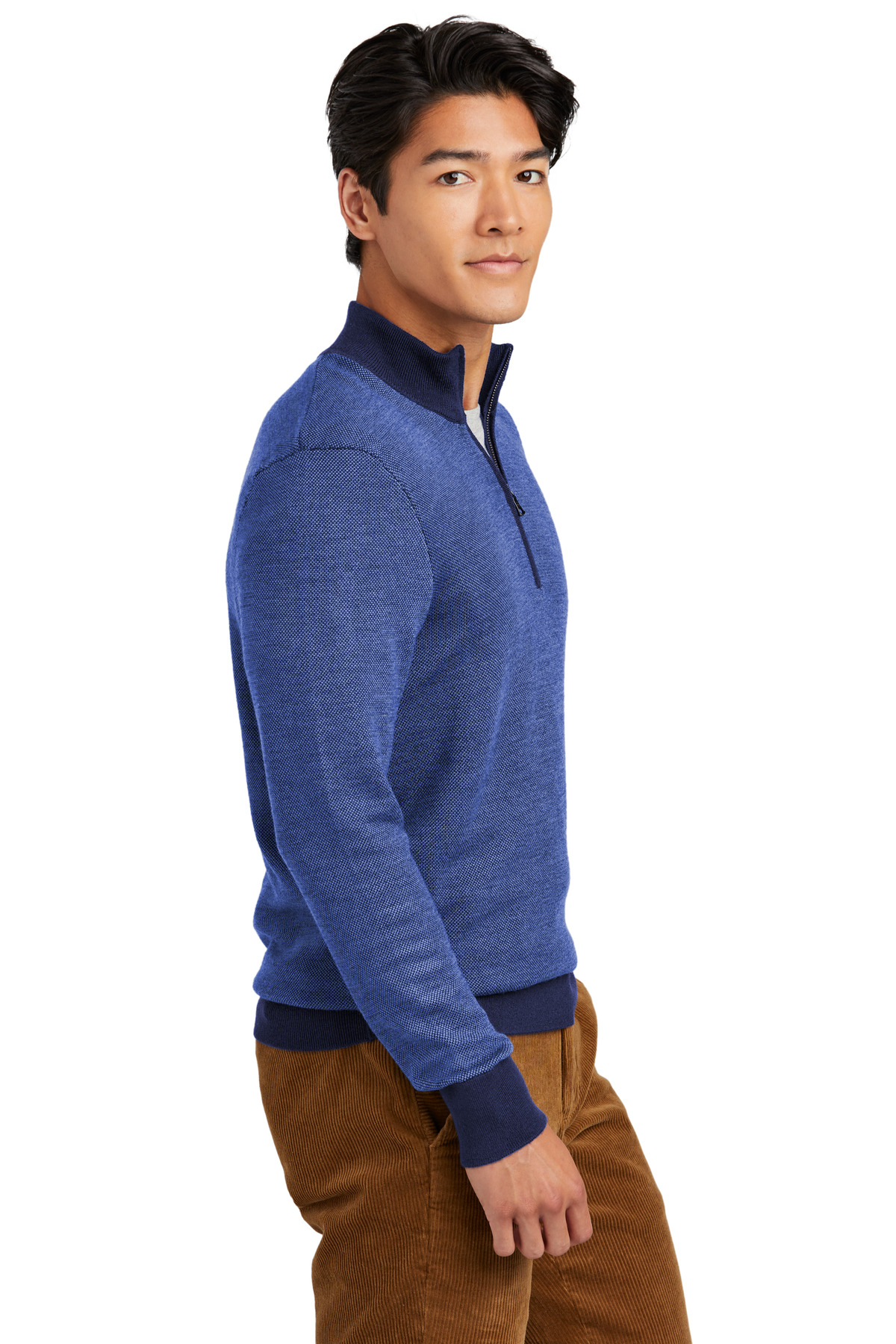 Brooks Brothers Washable Merino Birdseye 1/4-Zip Sweater BB18412
