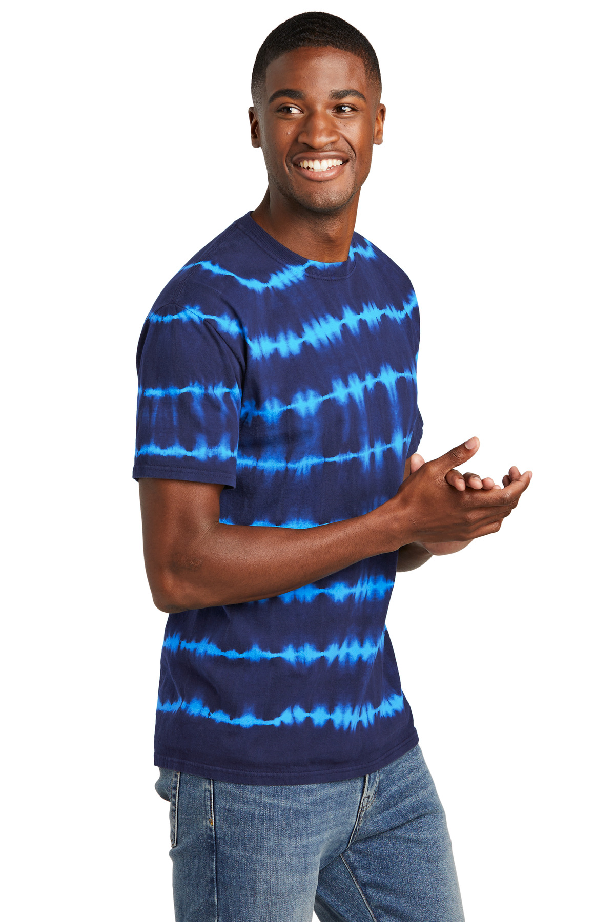 Port & Co Allover Stripe Tie-Dye Tee PC142