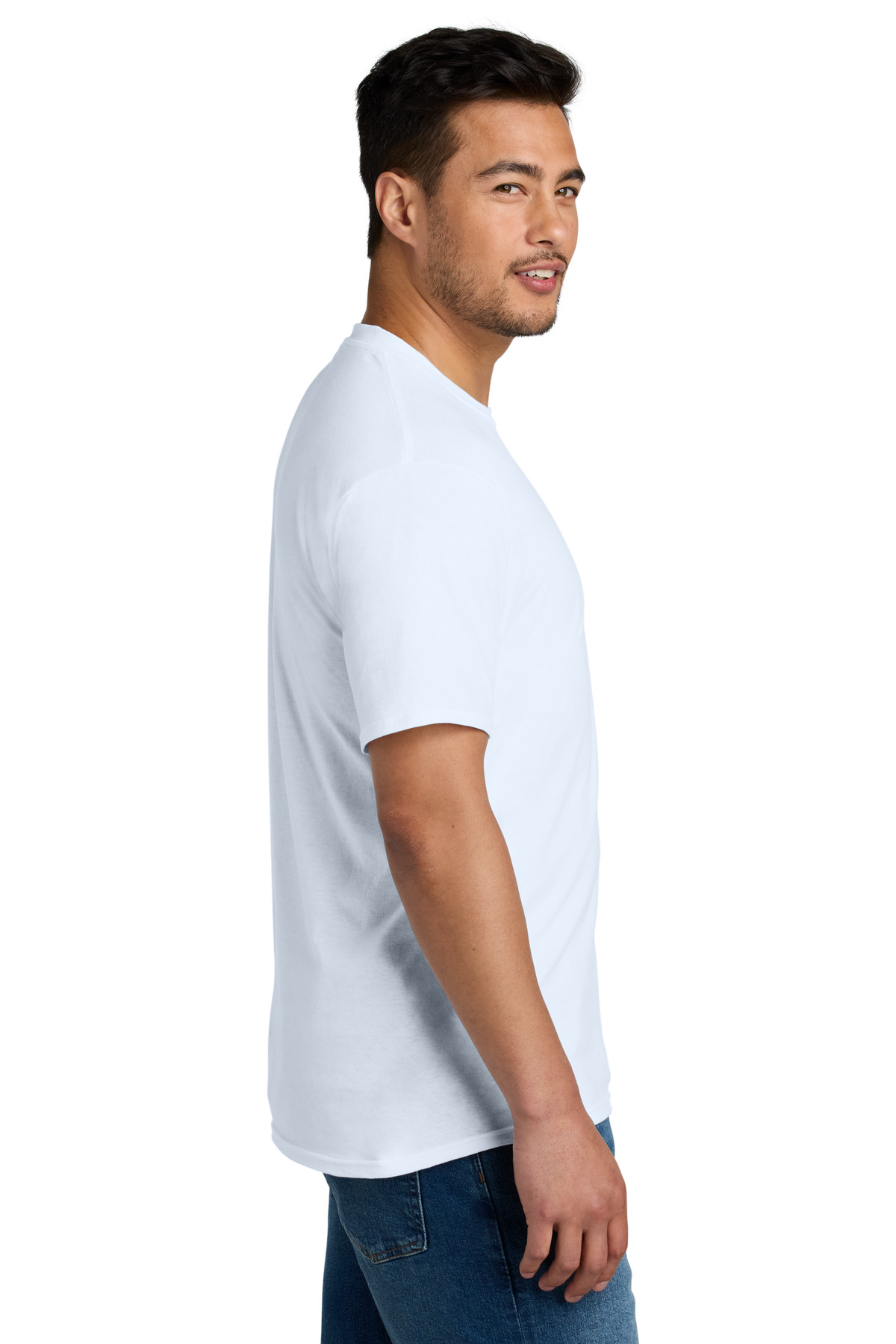 Port & Co CVC Tee PC340 in White — Left sleeve