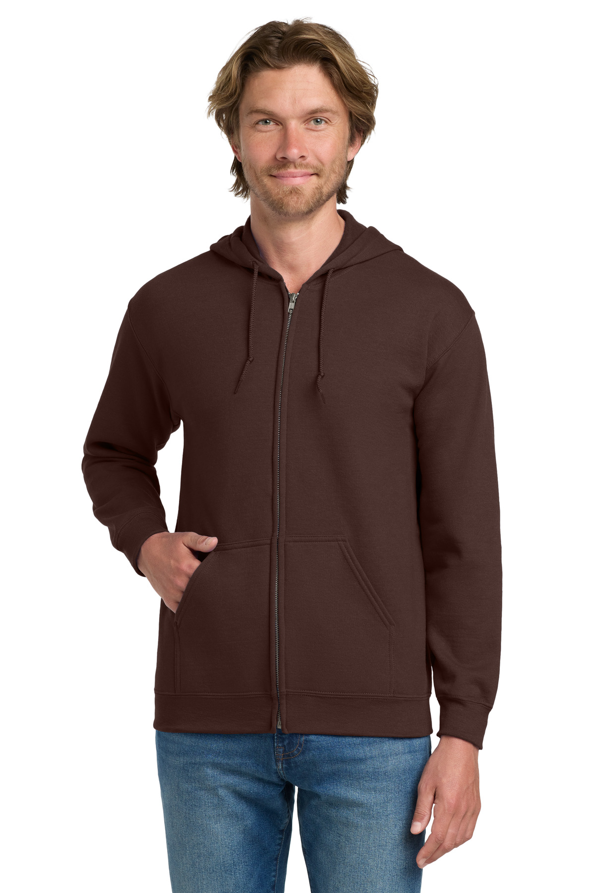 Heavy Blend Full-Zip Hooded Sweatshirt - Dark Chocolate
