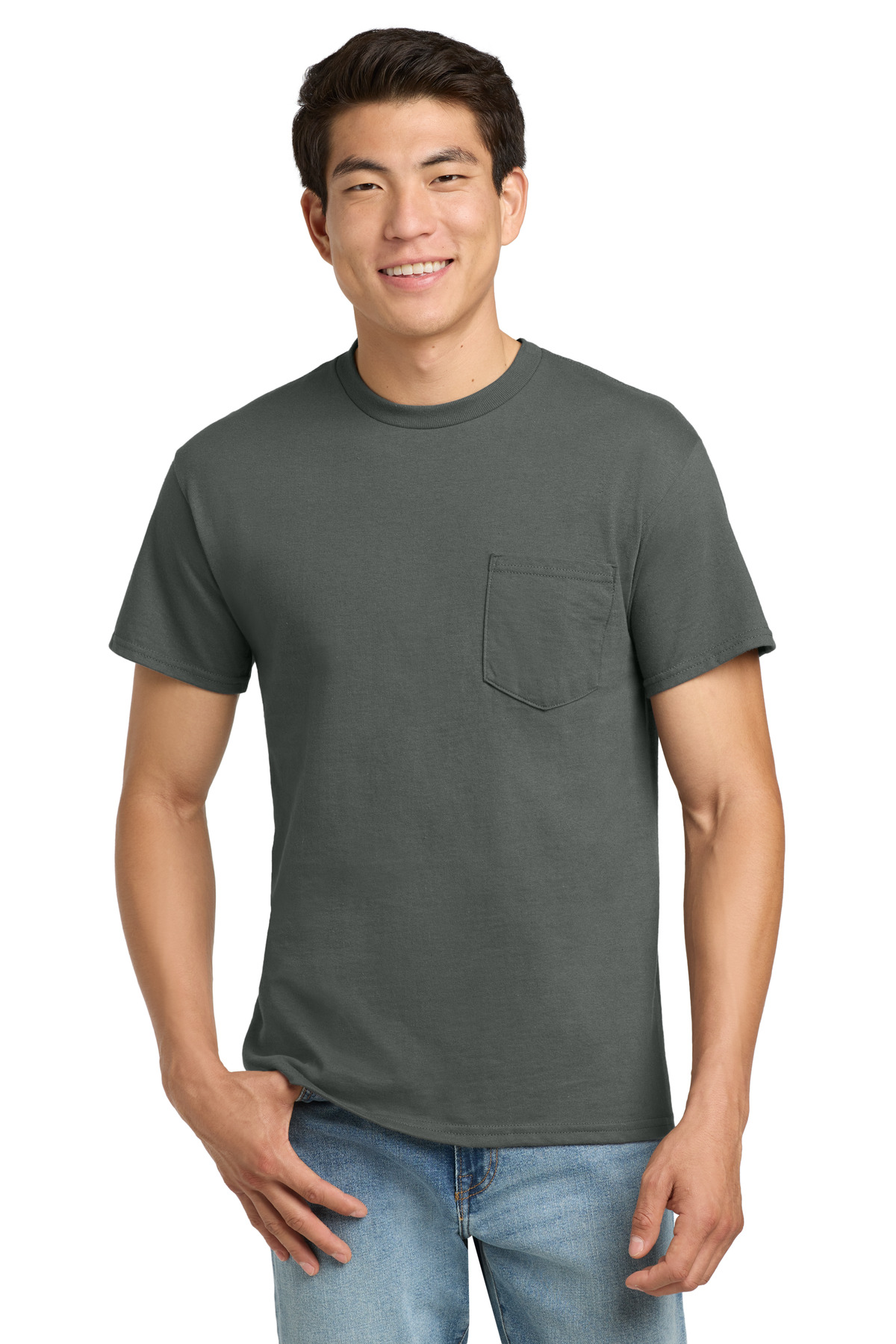 Gildan ® - Ultra Cotton ® 100% US Cotton T-Shirt with Pocket. 2300 - Charcoal