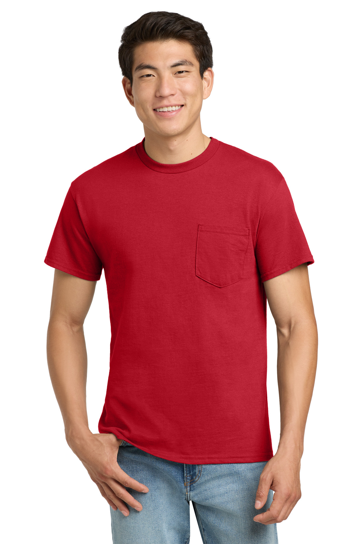 Gildan ® - Ultra Cotton ® 100% US Cotton T-Shirt with Pocket. 2300 - Red