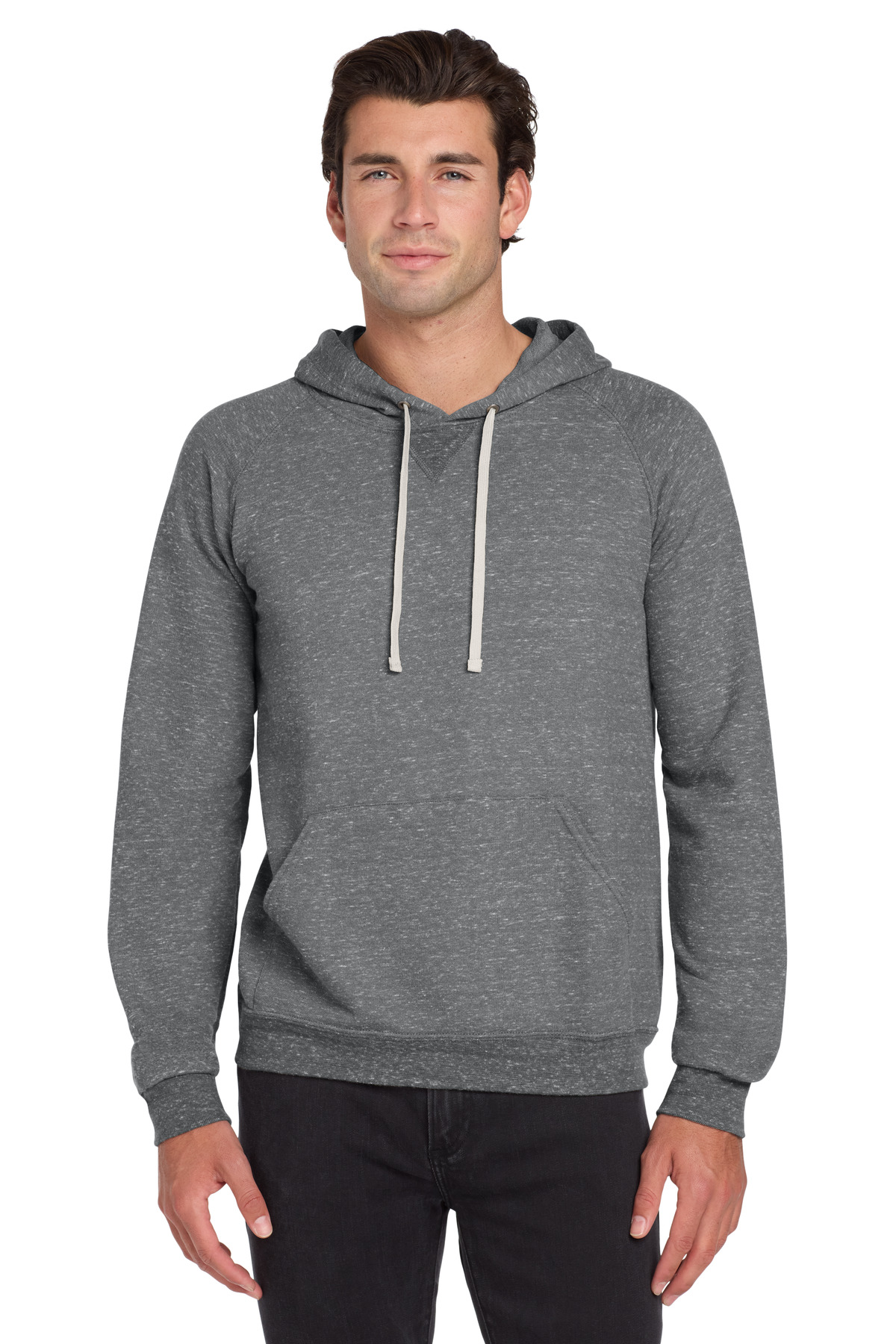 Jerzees  ®  Snow Heather French Terry Raglan Hoodie 90M - Front Model