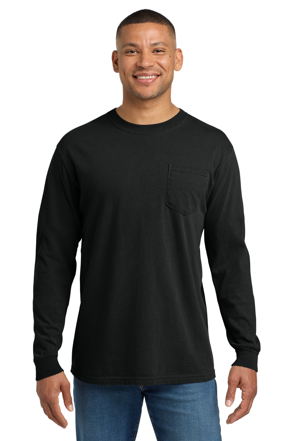 COMFORT COLORS ® Heavyweight Ring Spun Long Sleeve Pocket Tee. 4410 - Black