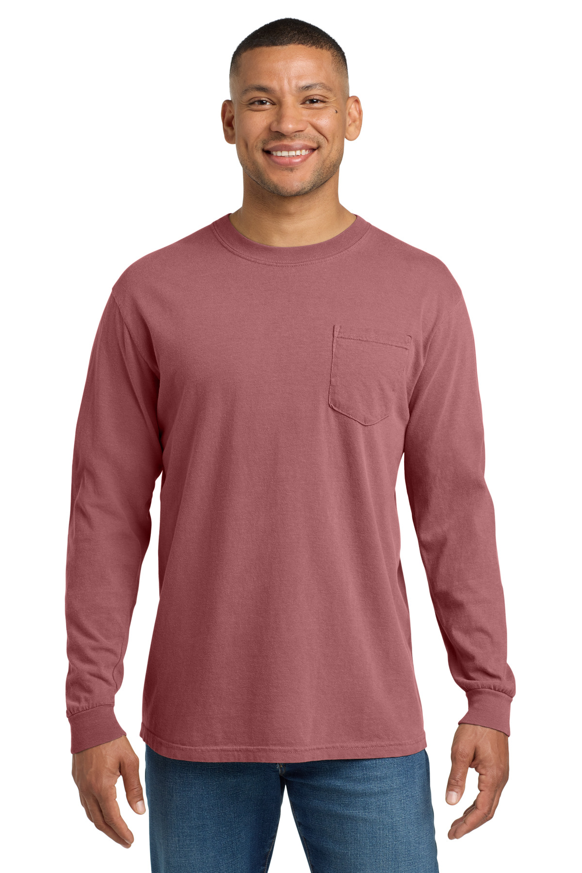 COMFORT COLORS ® Heavyweight Ring Spun Long Sleeve Pocket Tee. 4410 - Brick