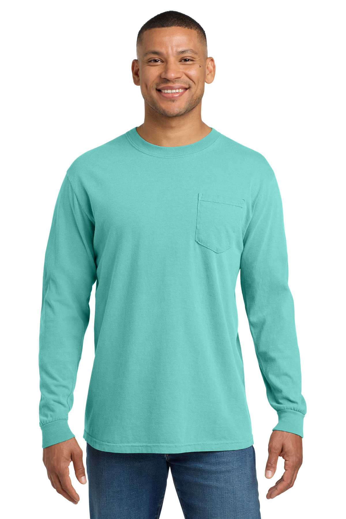 COMFORT COLORS ® Heavyweight Ring Spun Long Sleeve Pocket Tee. 4410 - Chalky Mint