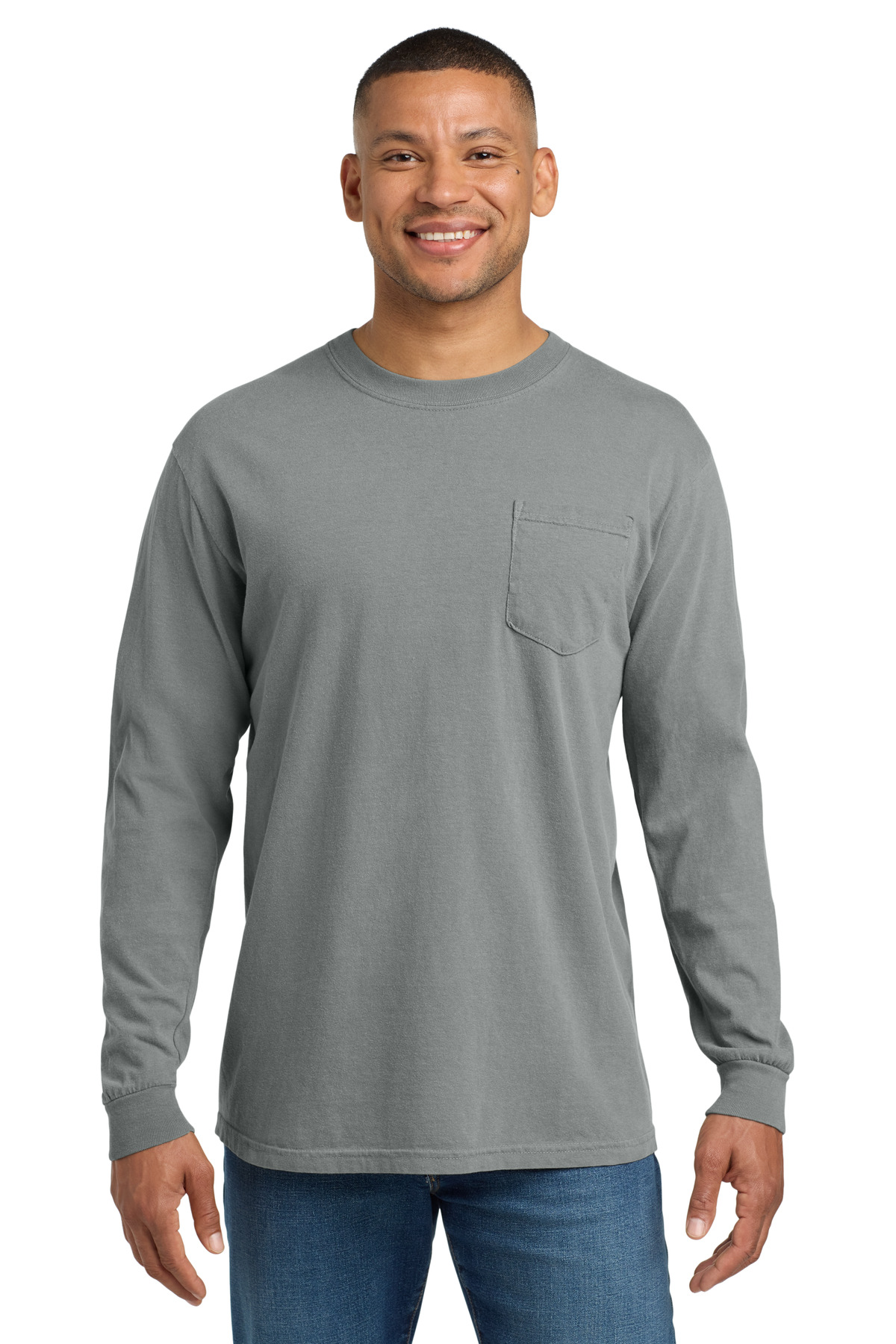 COMFORT COLORS ® Heavyweight Ring Spun Long Sleeve Pocket Tee. 4410 - Granite
