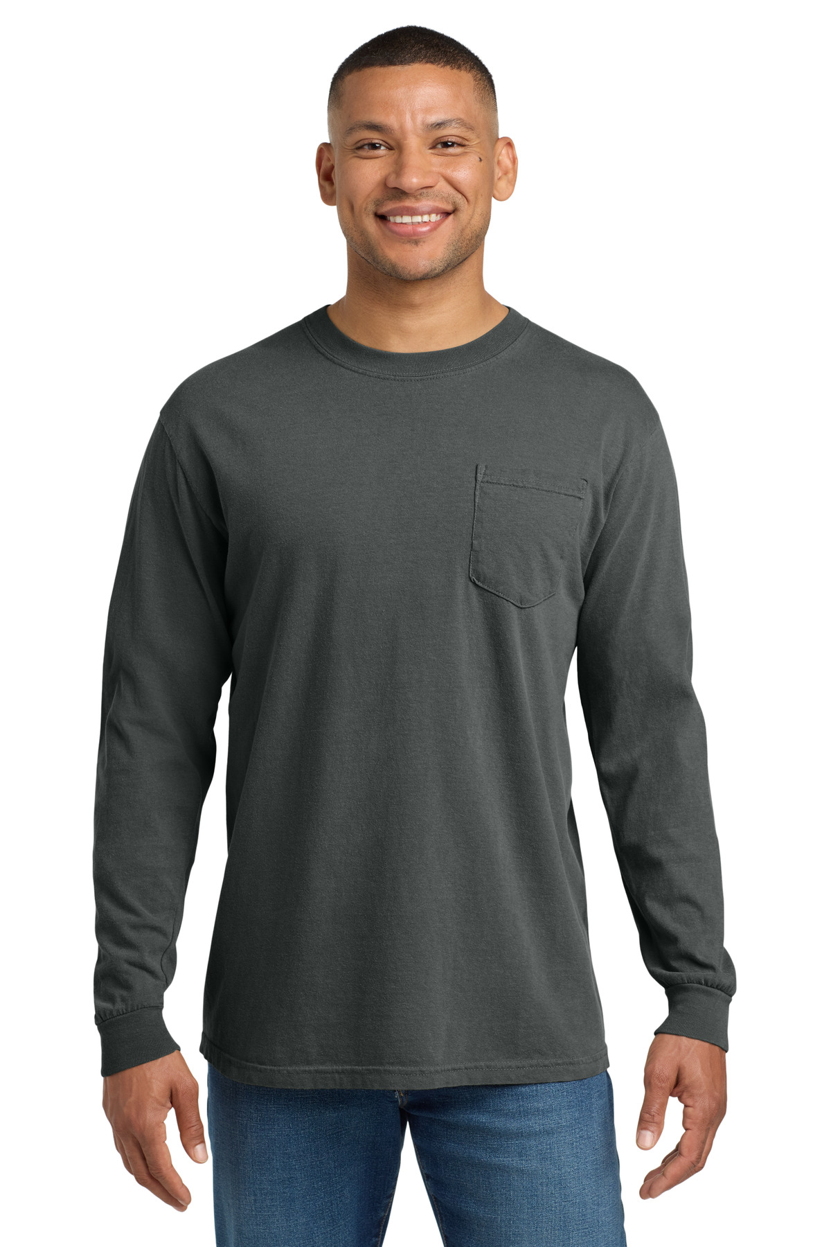 COMFORT COLORS ® Heavyweight Ring Spun Long Sleeve Pocket Tee. 4410 - Pepper