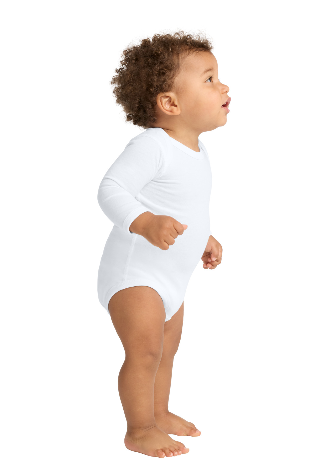 Rabbit Skins Infant Long Sleeve Jersey Bodysuit RS4421 in White — Left sleeve