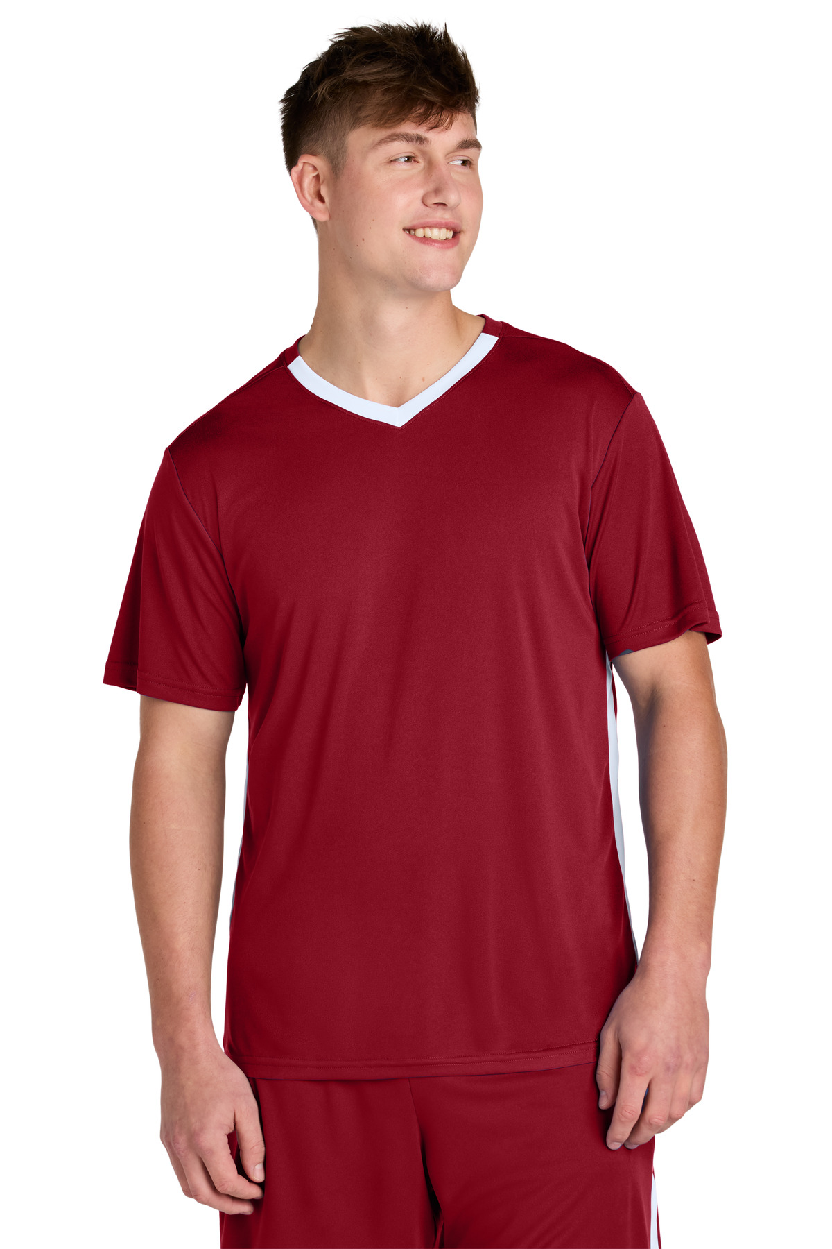 Sport-Tek ® Competitor ™ United V-Neck ST101 - Deep Red/ White