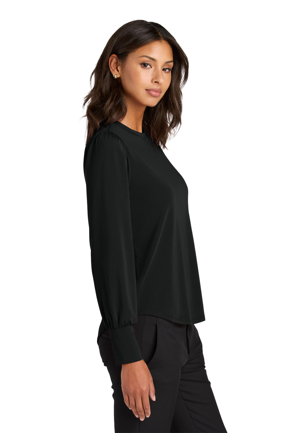 Mercer+Mettle Women's Stretch Jersey Long Sleeve Blouson Top MM1019