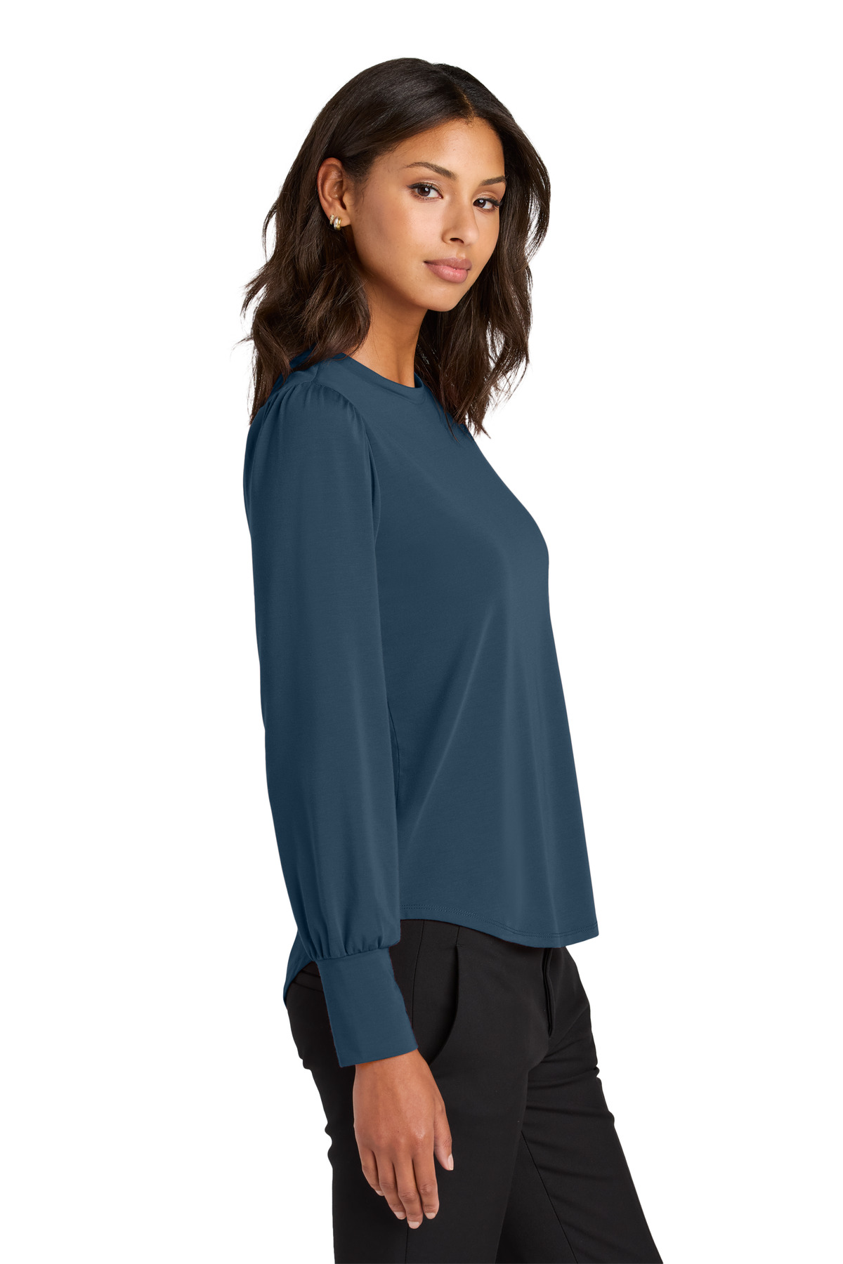 Mercer+Mettle Women's Stretch Jersey Long Sleeve Blouson Top MM1019