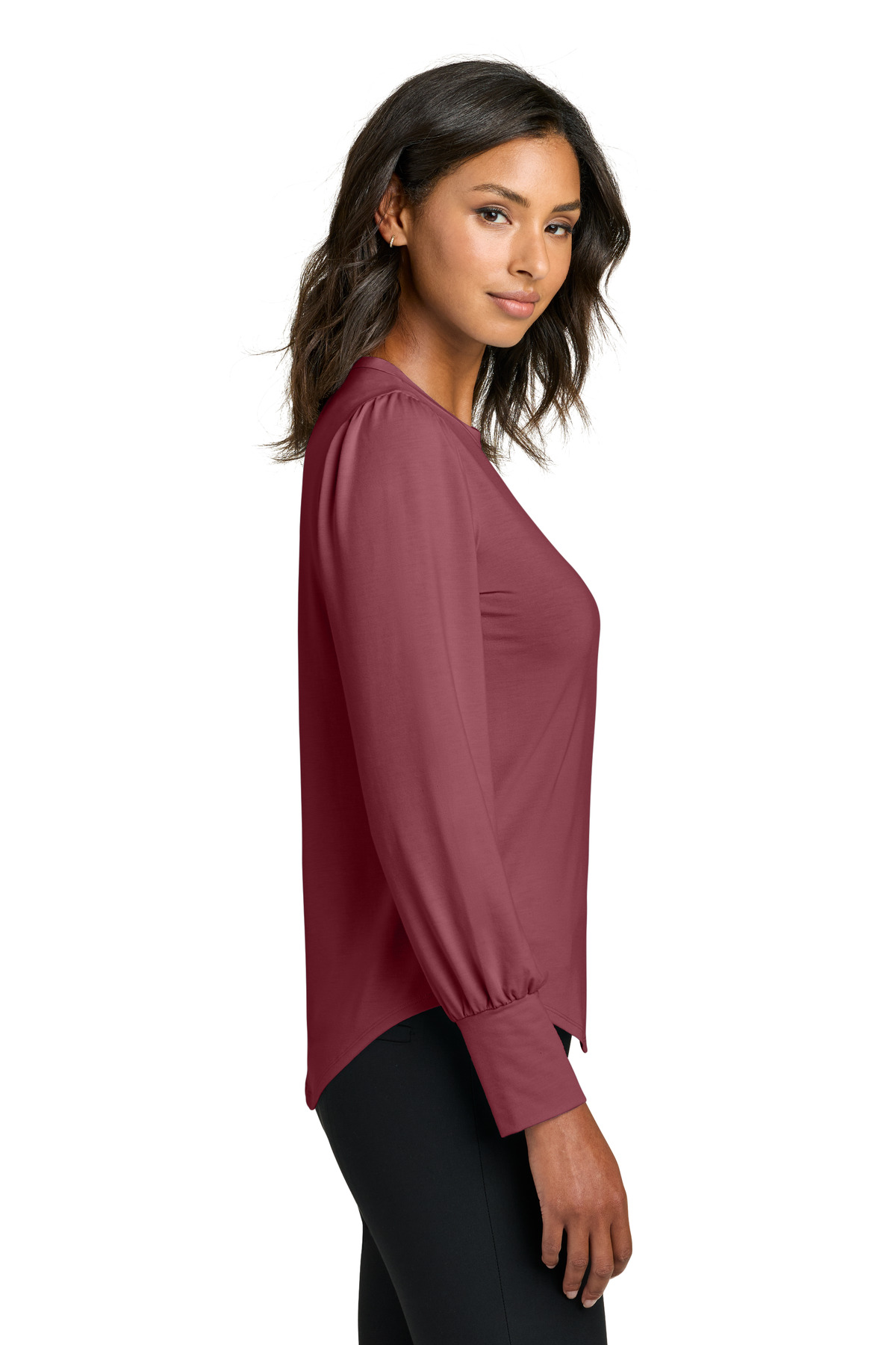Mercer+Mettle Women's Stretch Jersey Long Sleeve Blouson Top MM1019