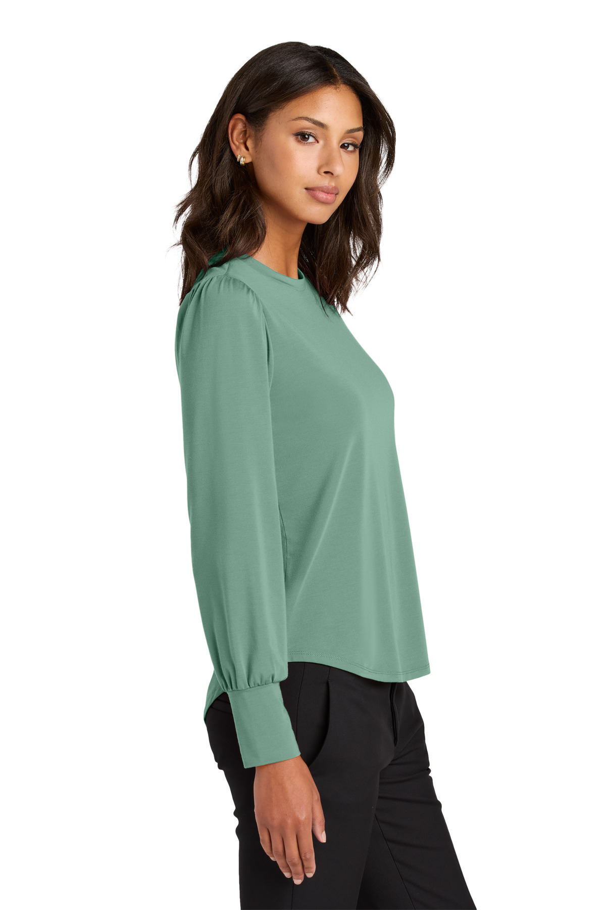 Mercer+Mettle Women's Stretch Jersey Long Sleeve Blouson Top MM1019