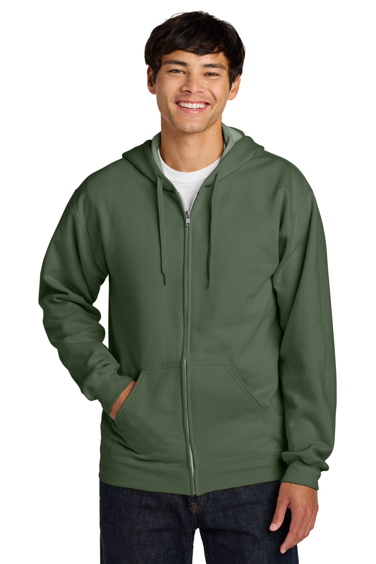Gildan Softstyle ®  Midweight Fleece Full-Zip Hooded Sweatshirt SF600 - Front Model