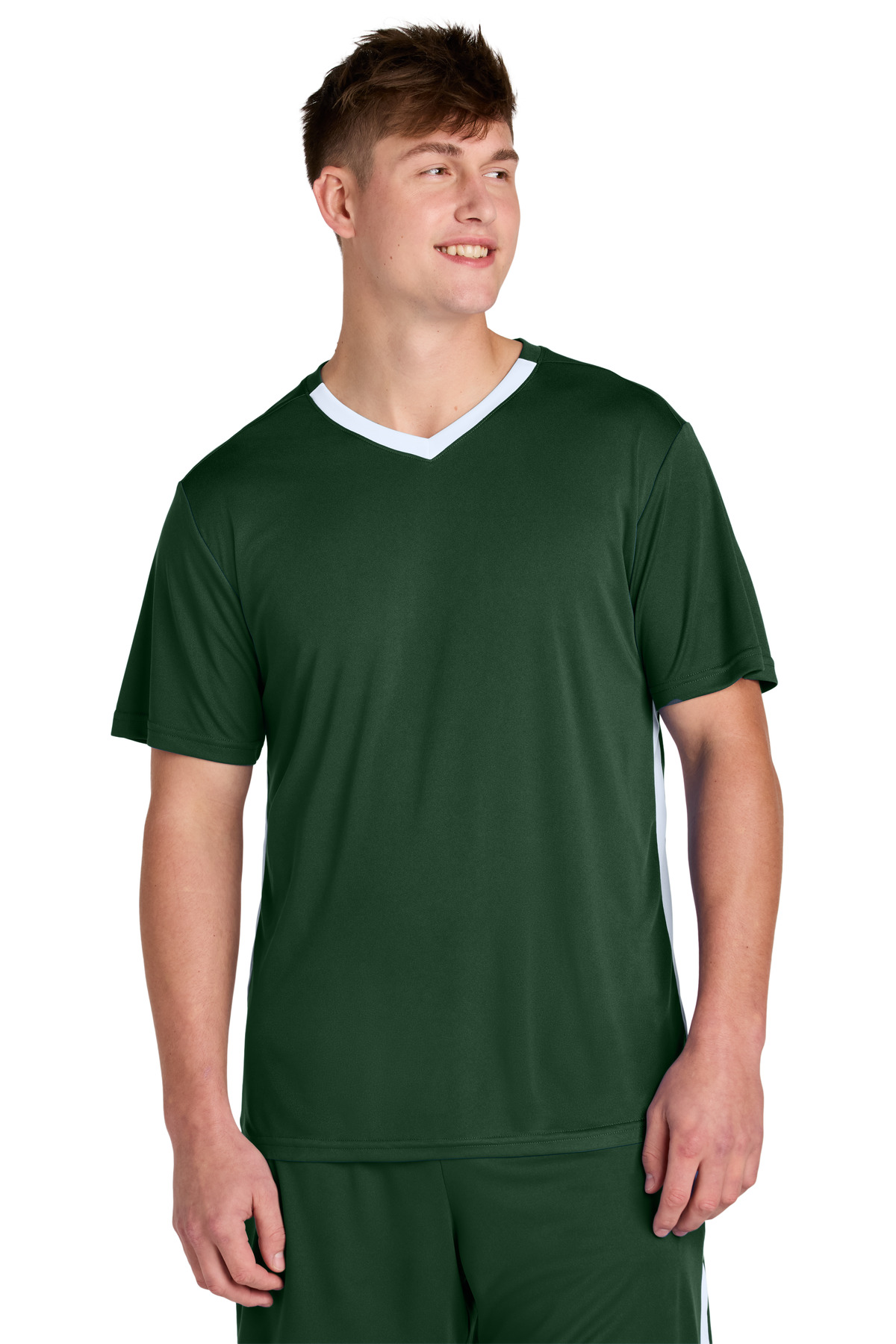 Sport-Tek ® Competitor ™ United V-Neck ST101 - Forest Green/ White