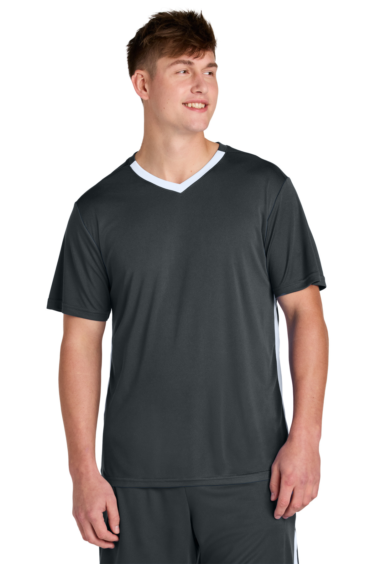 Sport-Tek ® Competitor ™ United V-Neck ST101 - Iron Grey/ White