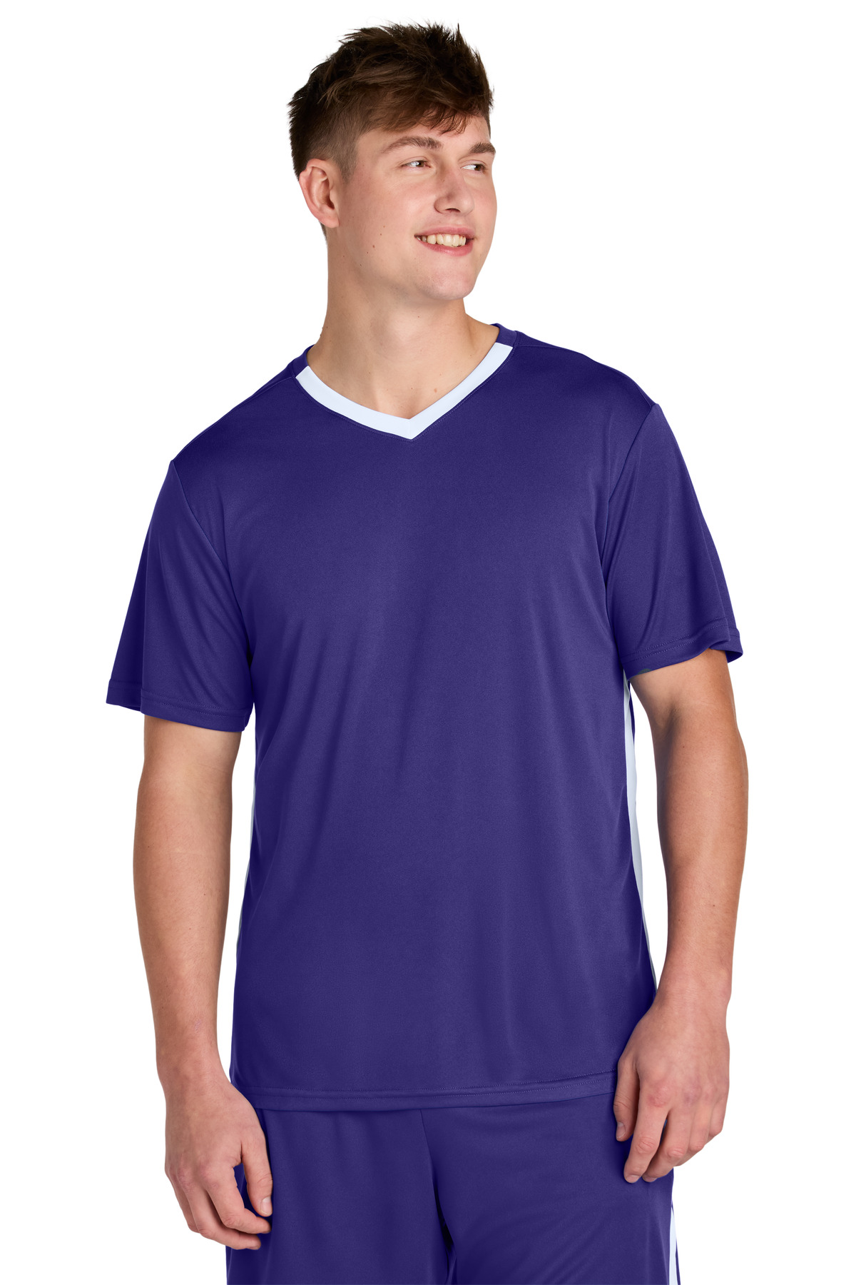 Sport-Tek ® Competitor ™ United V-Neck ST101 - Purple/ White