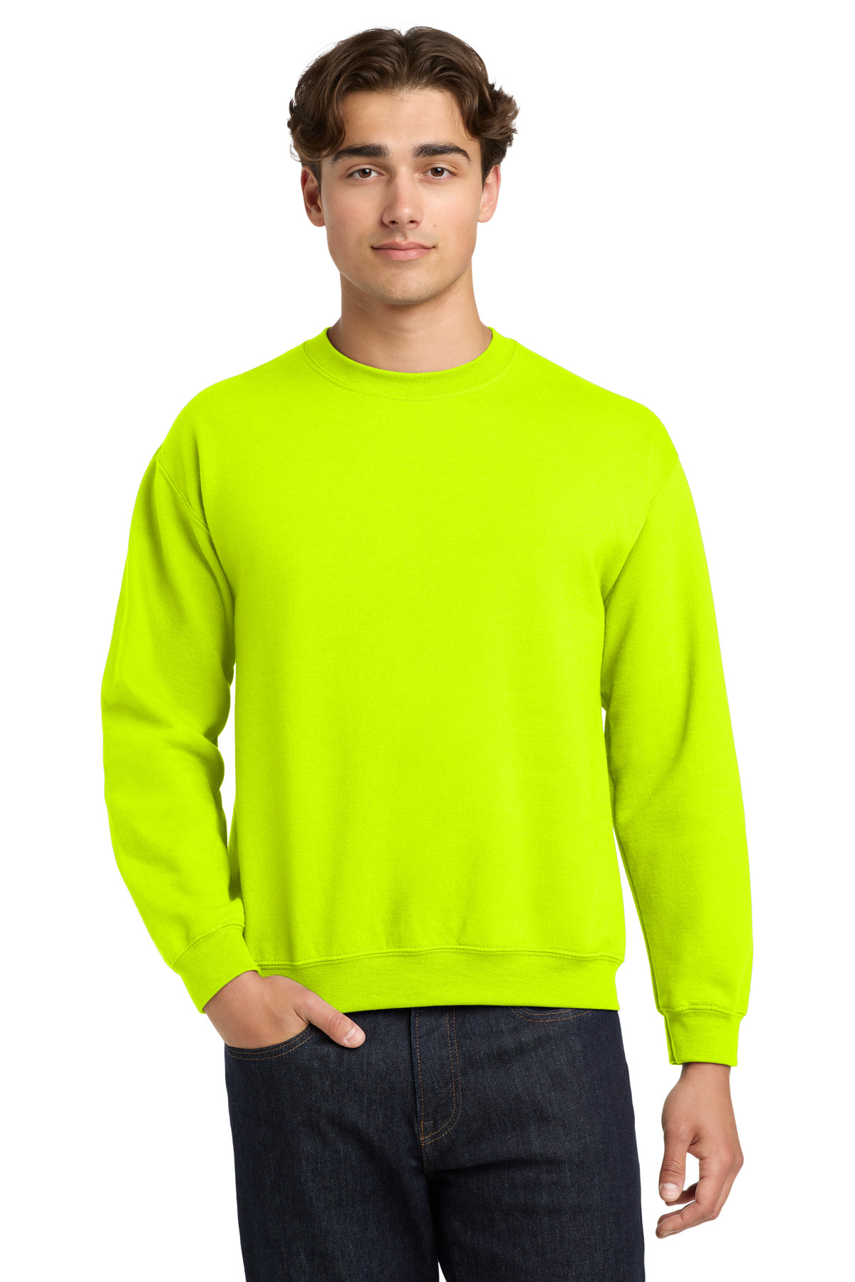 Gildan 18000 swatch in Safety Green