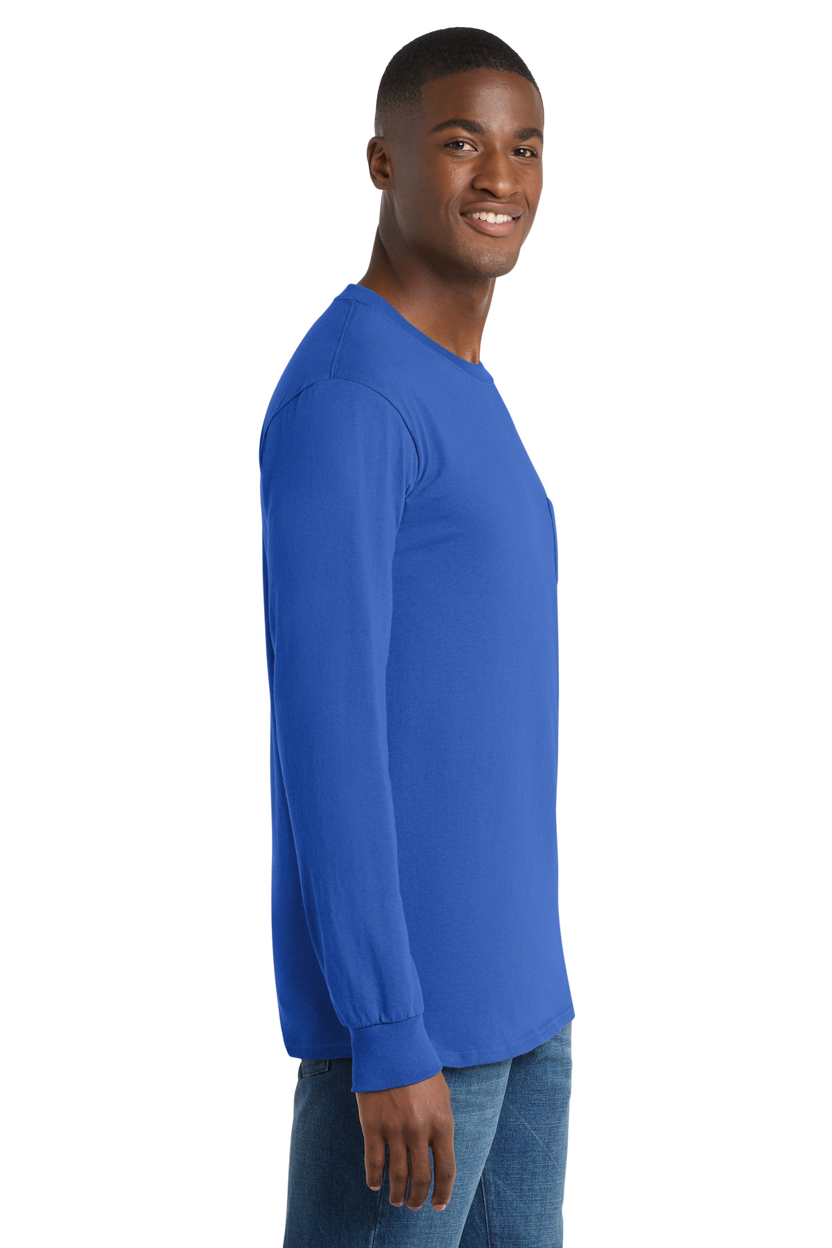 Port & Co Tall Long Sleeve Essential Pocket Tee. PC61LSPT
