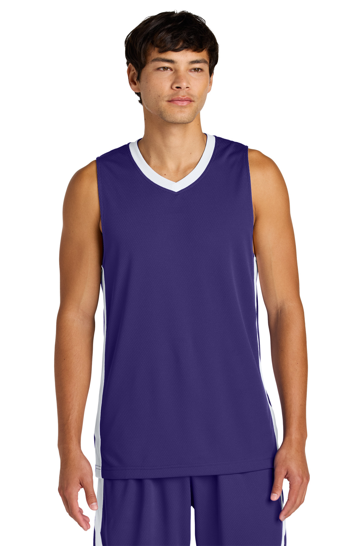 Sport-Tek ® Rival Basketball Rev Jersey ST900 - Purple/ White