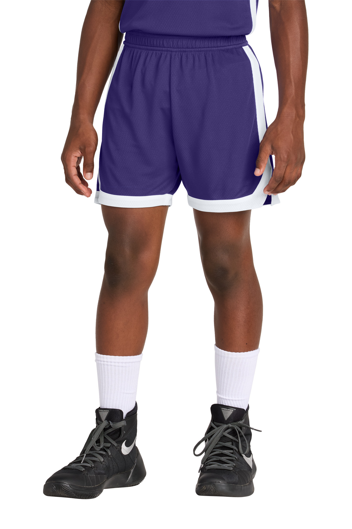 Sport-Tek ® Youth Rival Basketball 5' Short YST901 - Purple/ White