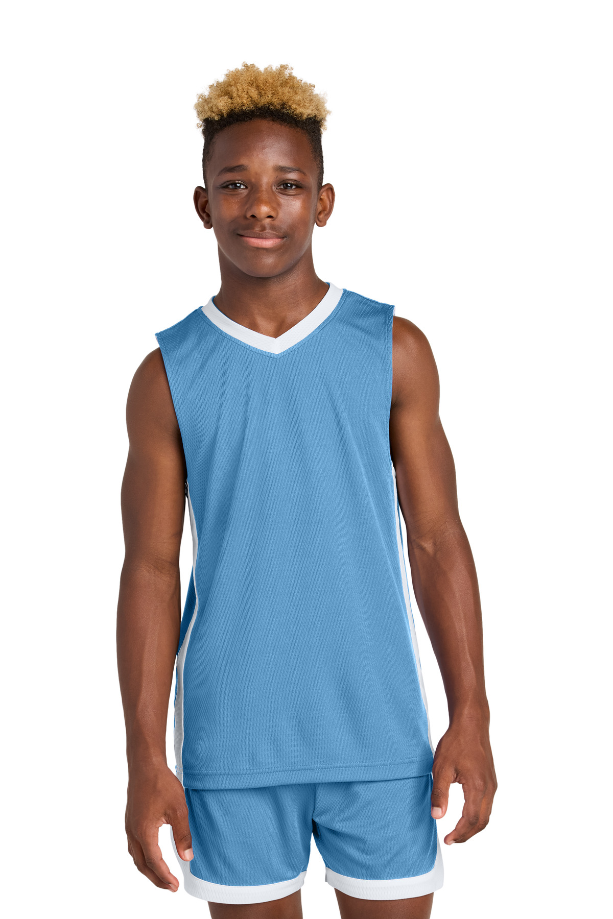 Sport-Tek ® Youth Rival Basketball Rev Jersey YST900 - Carolina Blue/ White