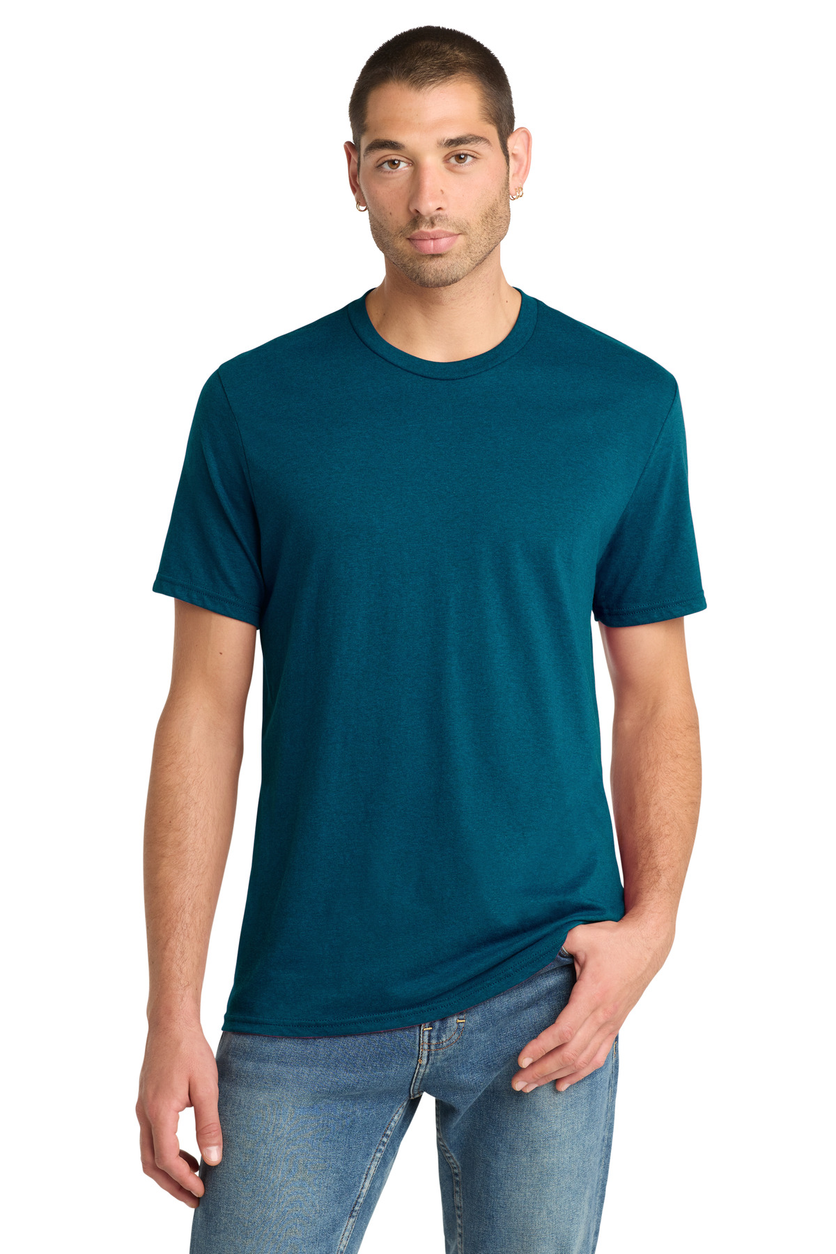 District ® Perfect Blend ® CVC Tee. DM108 - Deep Turquoise Fleck