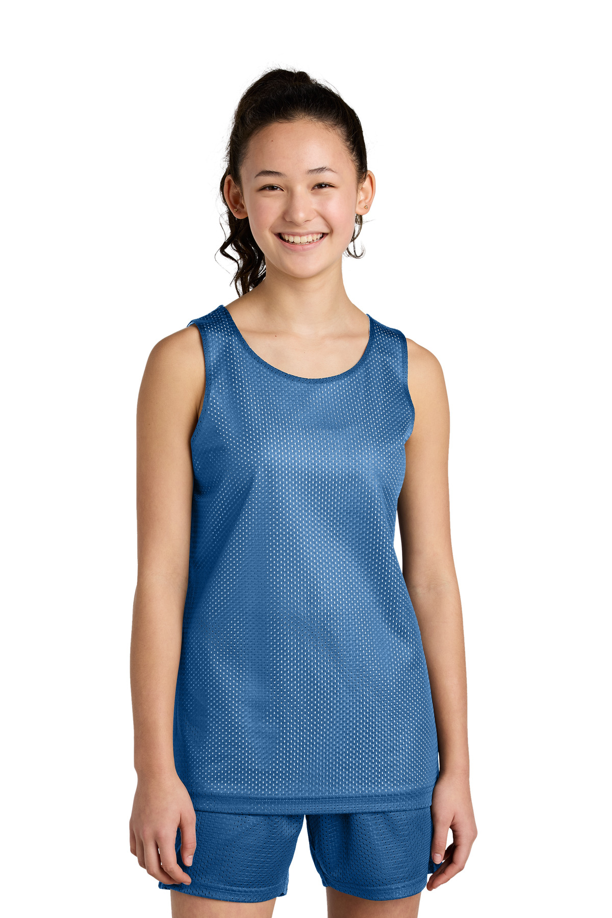 Sport-Tek ® Youth PosiCharge ® Reversible Mesh Tank YST5000 - Carolina Blue/ White