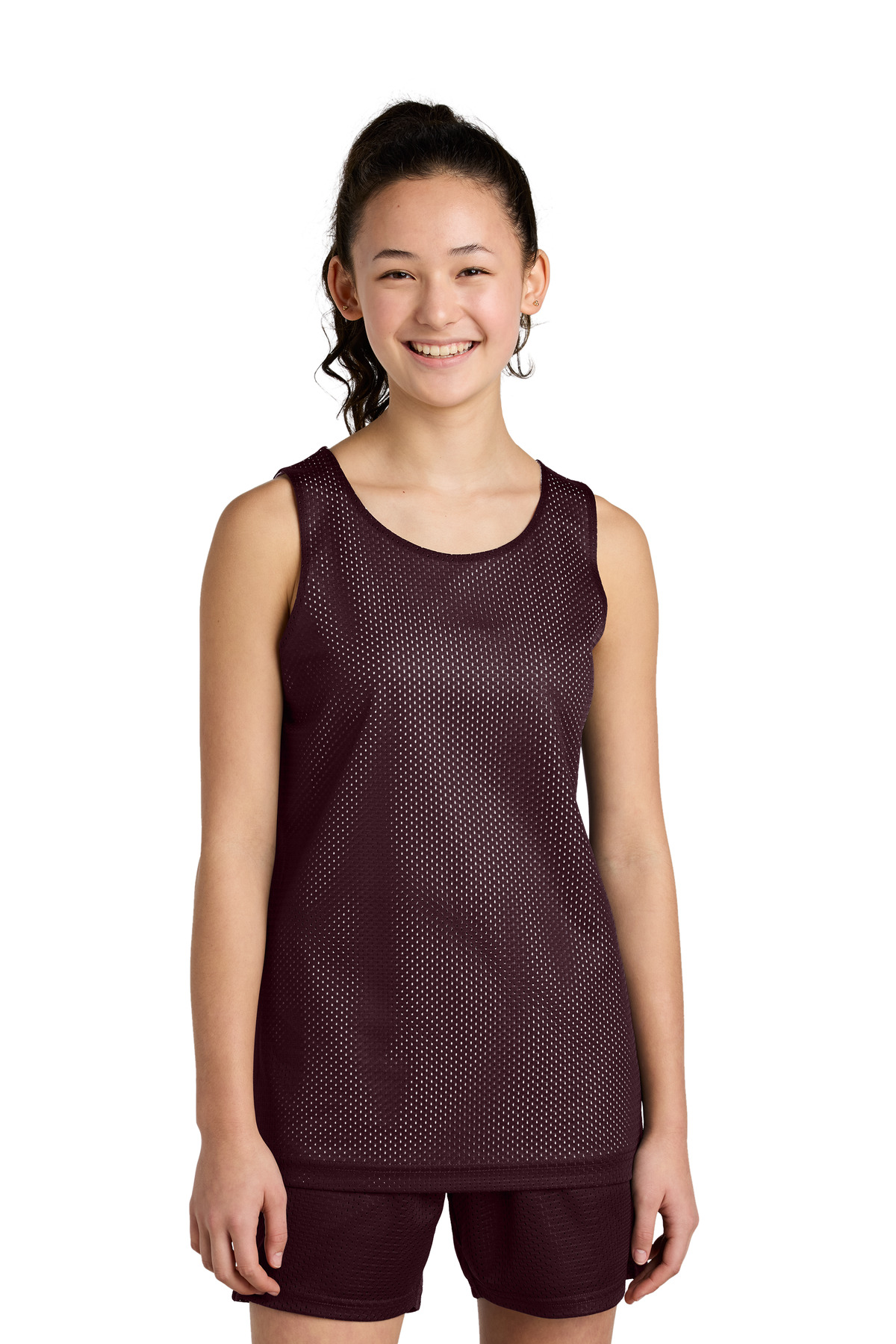 Sport-Tek ® Youth PosiCharge ® Reversible Mesh Tank YST5000 - Maroon/ White