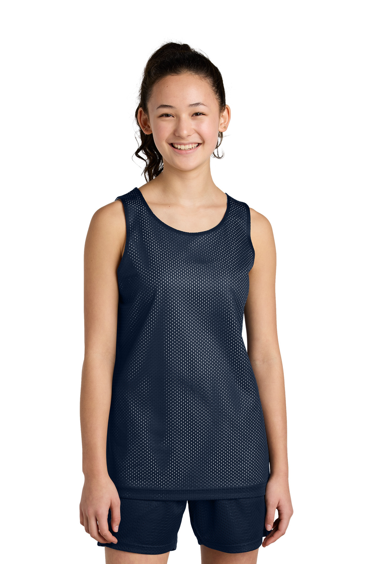 Sport-Tek ® Youth PosiCharge ® Reversible Mesh Tank YST5000 - True Navy/ White
