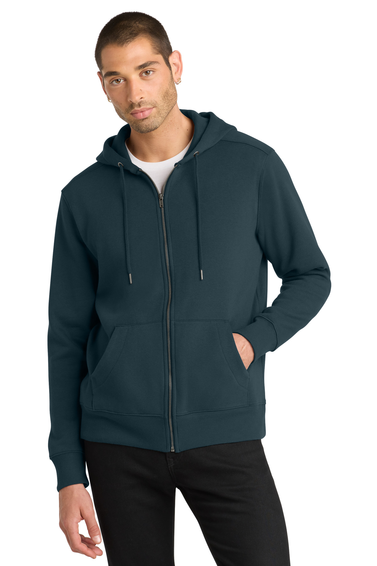 District Perfect Weight Fleece Full-Zip Hoodie DT1103