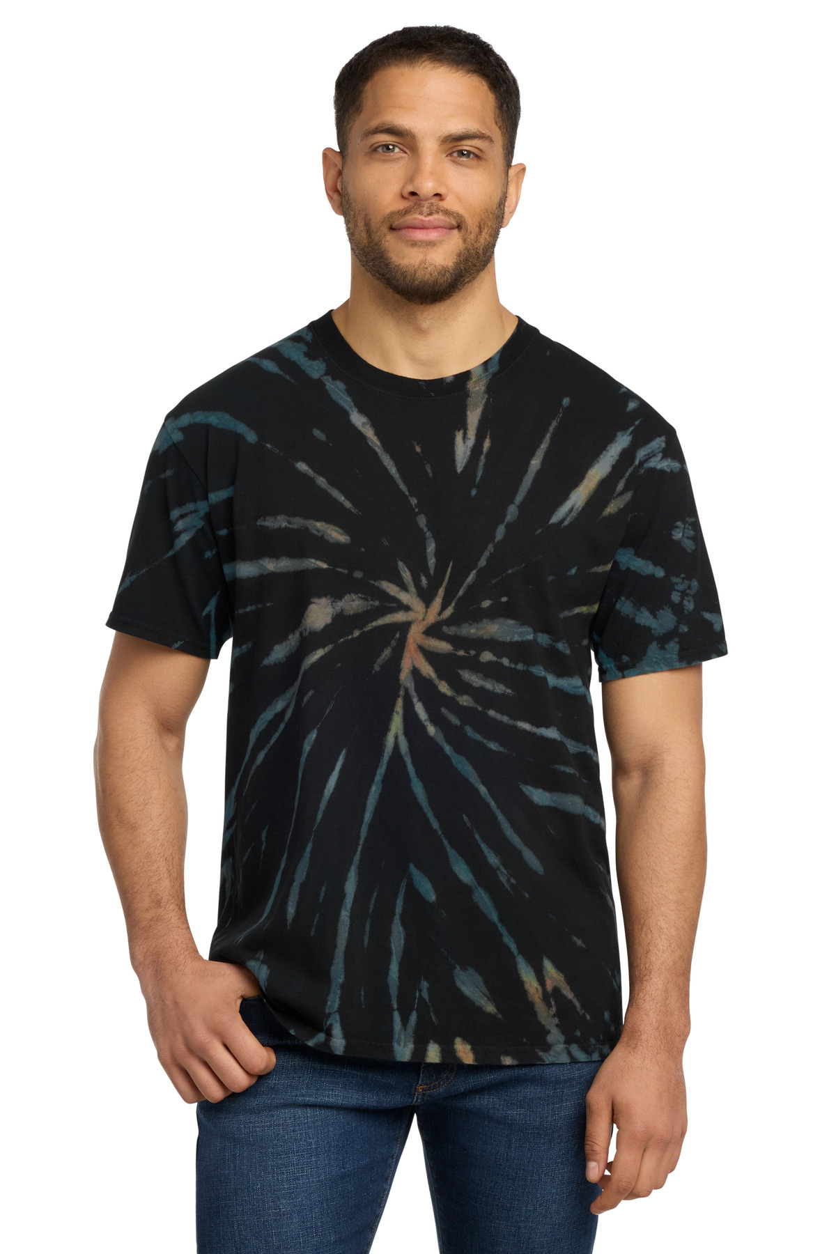 Port & Co ™ Tie-Dye Tee. PC147 - Black Galaxy Spiral