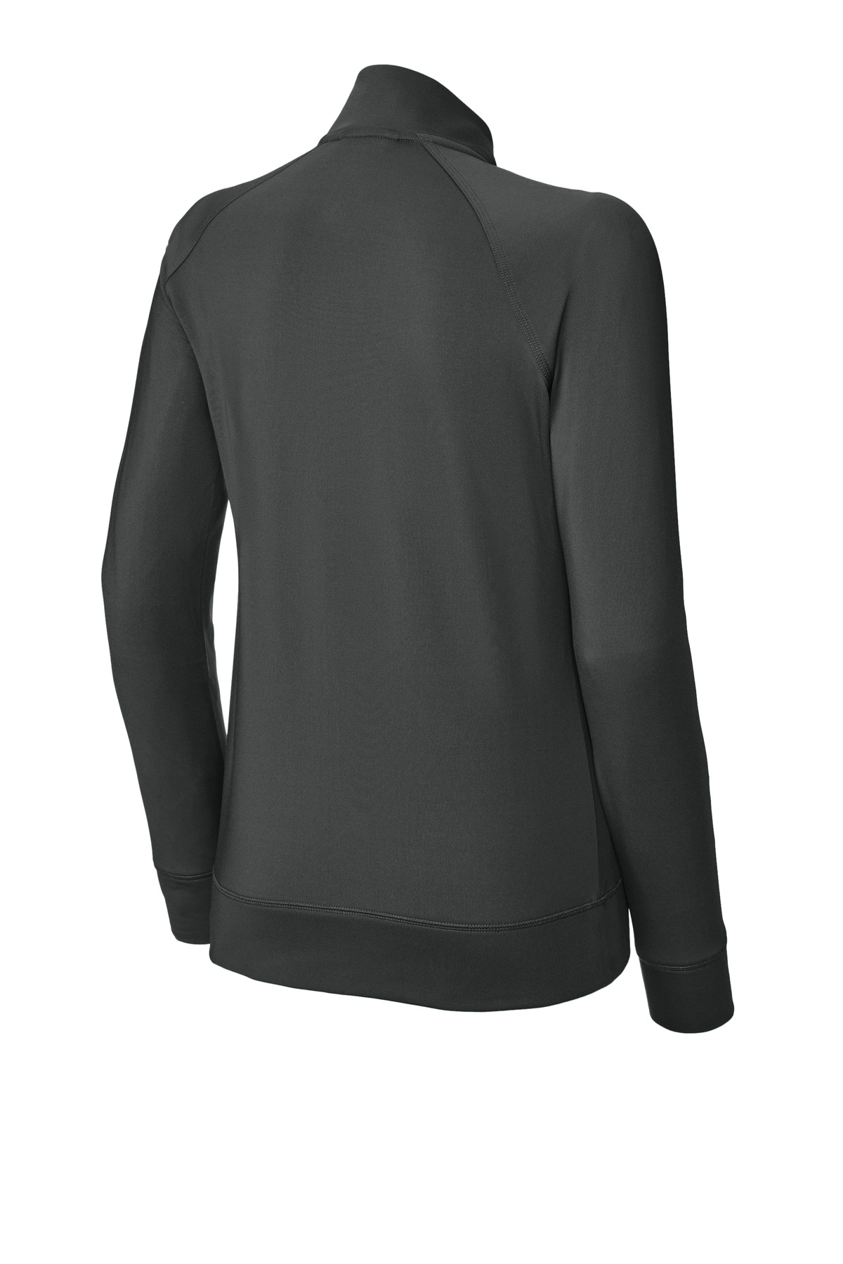 Sport-Tek Women's Sport-Wick Stretch Full-Zip Cadet Jacket LST857 in Charcoal Grey — Back