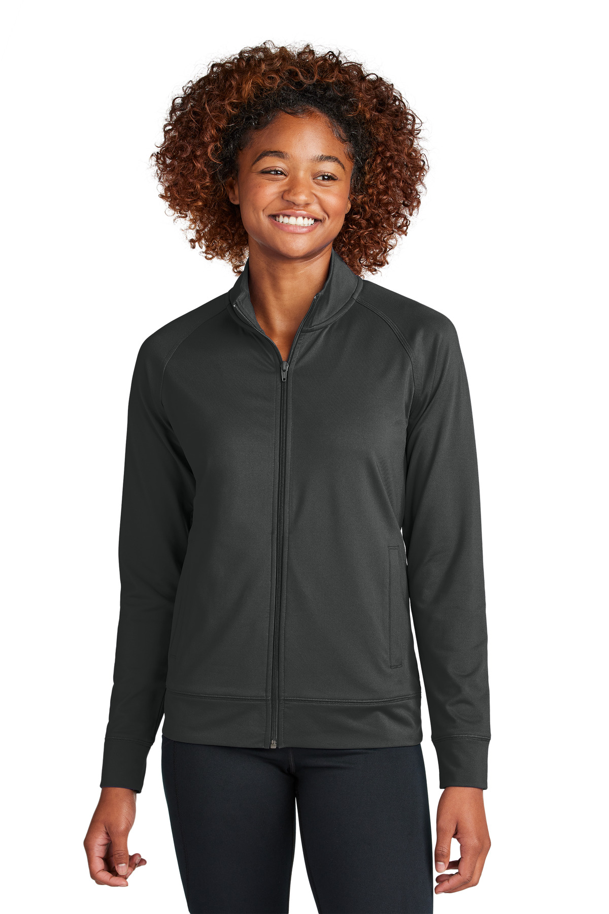 Women's Sport-Wick Stretch Full-Zip Cadet Jacket - Charcoal Grey