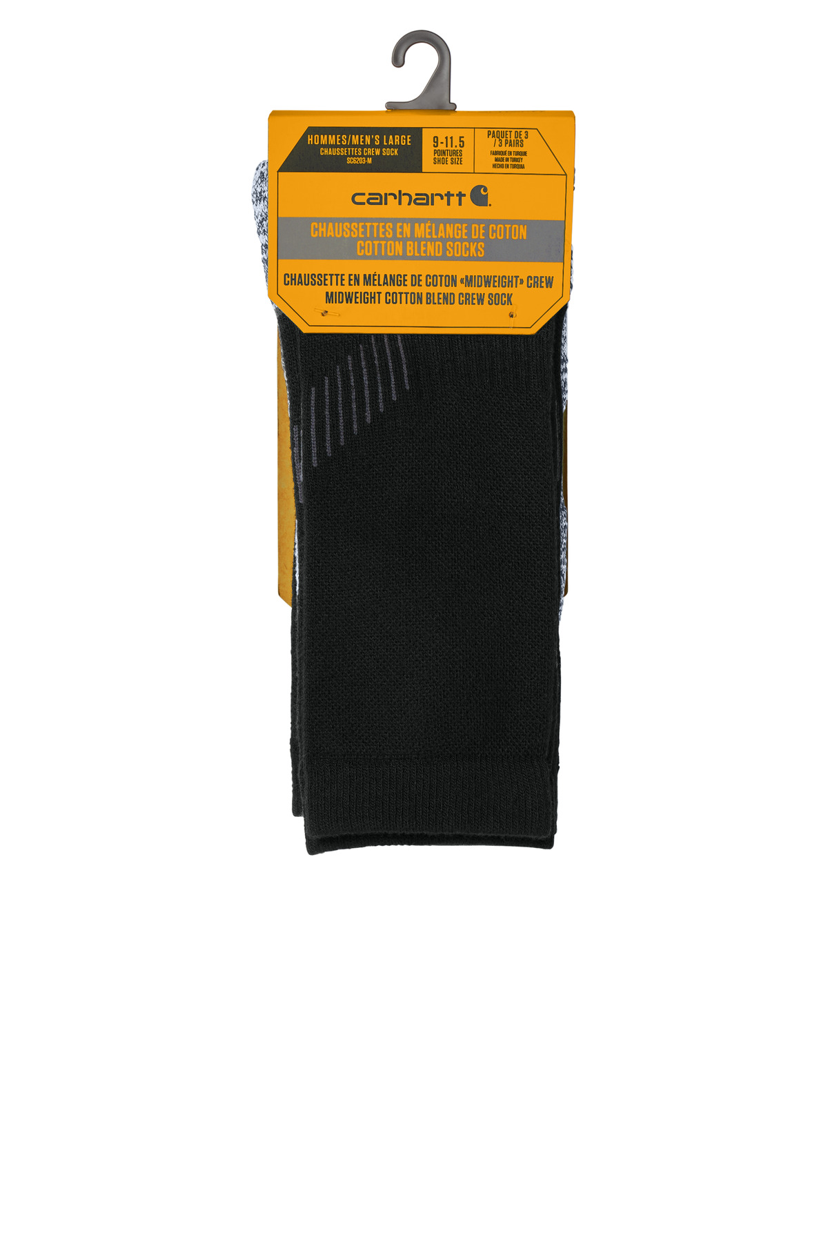 Carhartt Force Midweight Crew Sock (3-Pack) CTSC4223 in Black