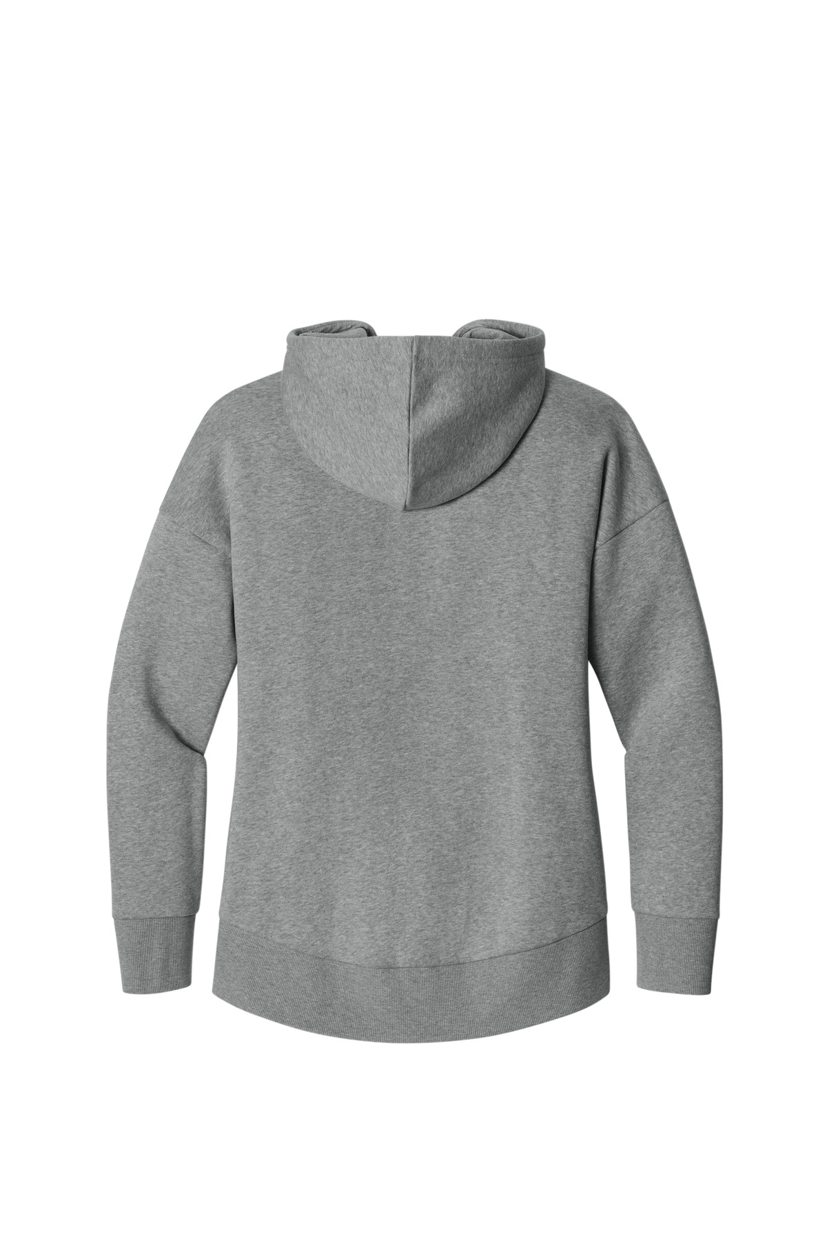 District Women's Perfect Weight Fleece Drop Shoulder Full-Zip Hoodie DT1104 in Heathered Steel — Back